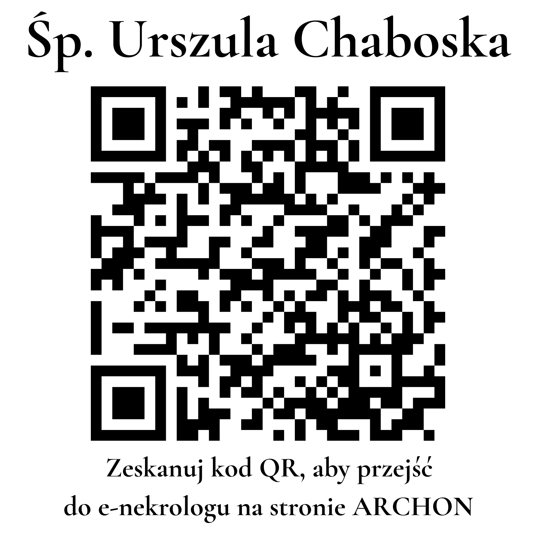 Kod QR do nekrologu Urszula Chaboska