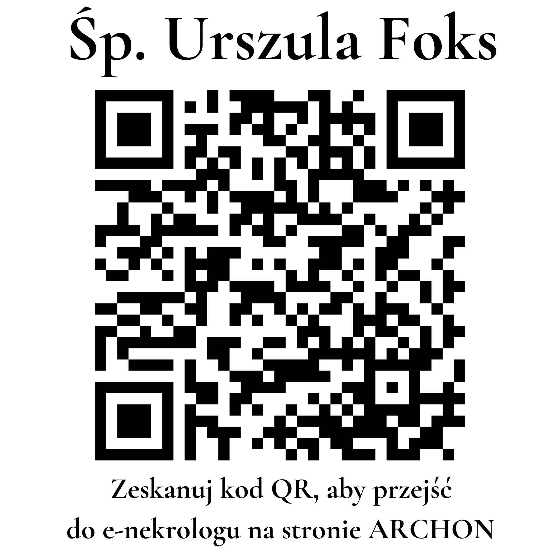 Kod QR do nekrologu Urszula Foks