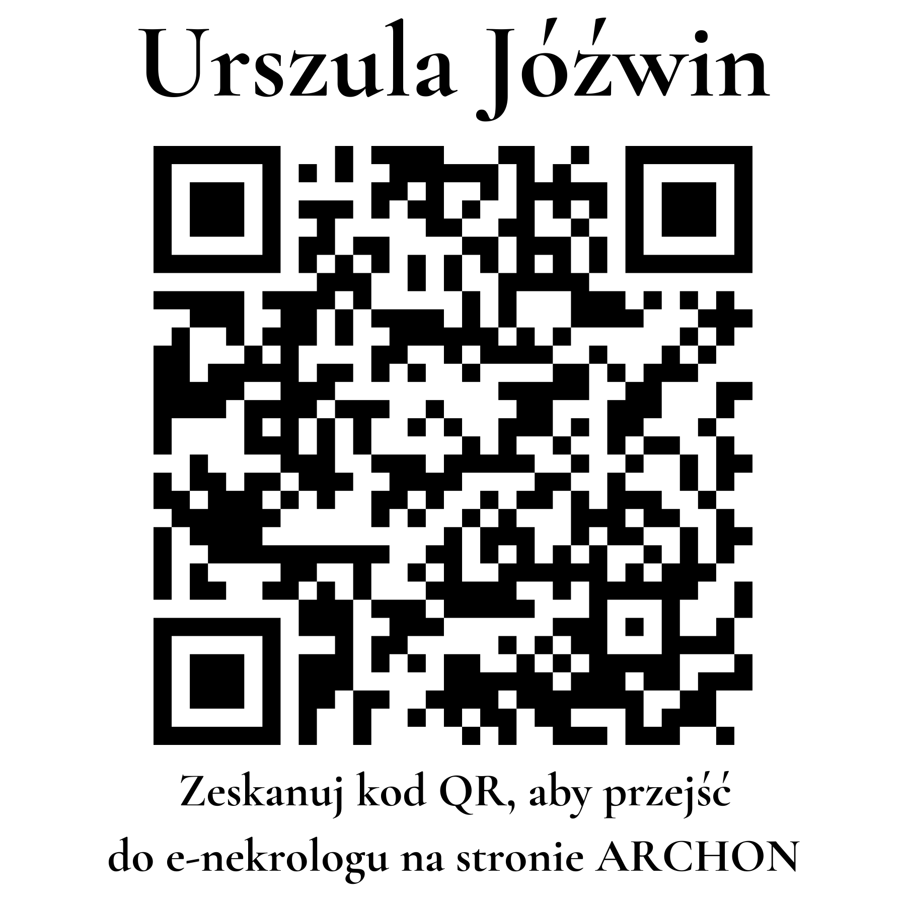 Kod QR do nekrologu Urszula Jóźwin