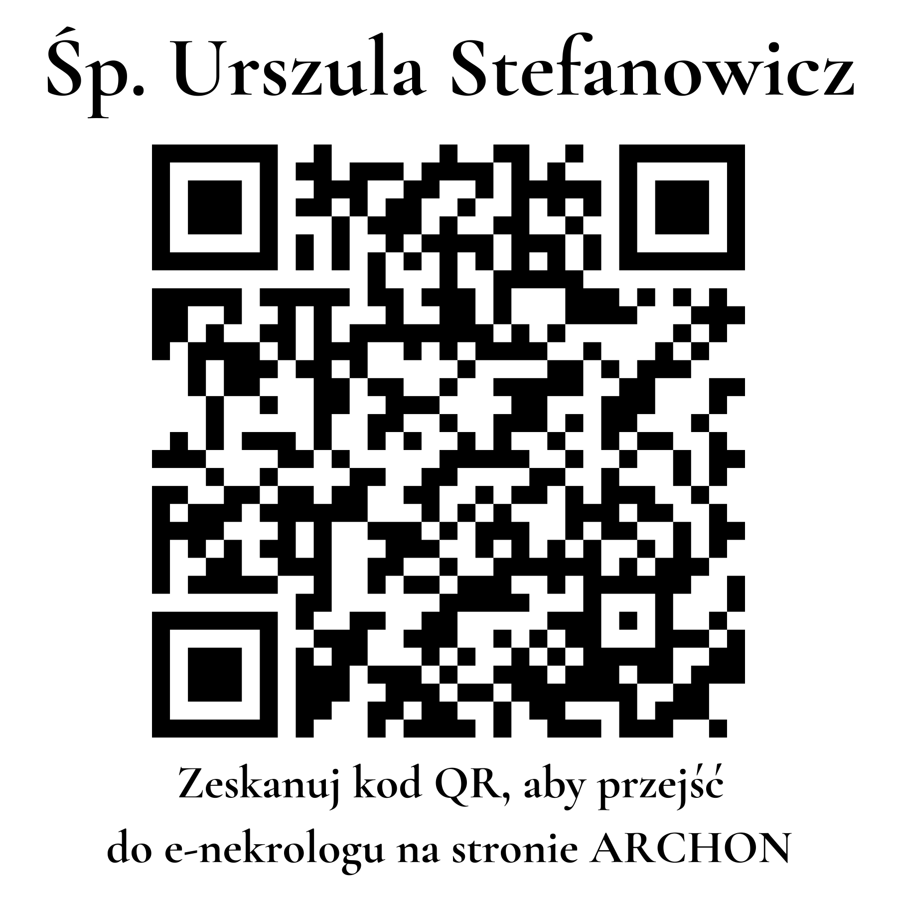 Kod QR do nekrologu Urszula Stefanowicz