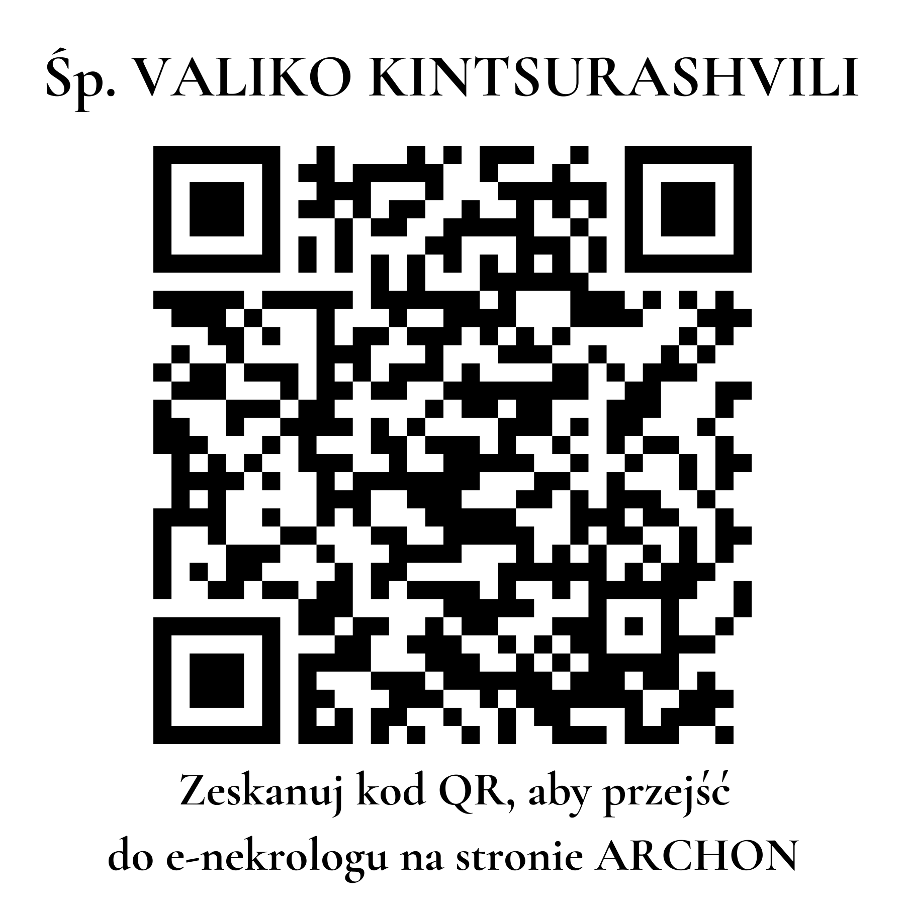 Kod QR do nekrologu VALIKO KINTSURASHVILI
