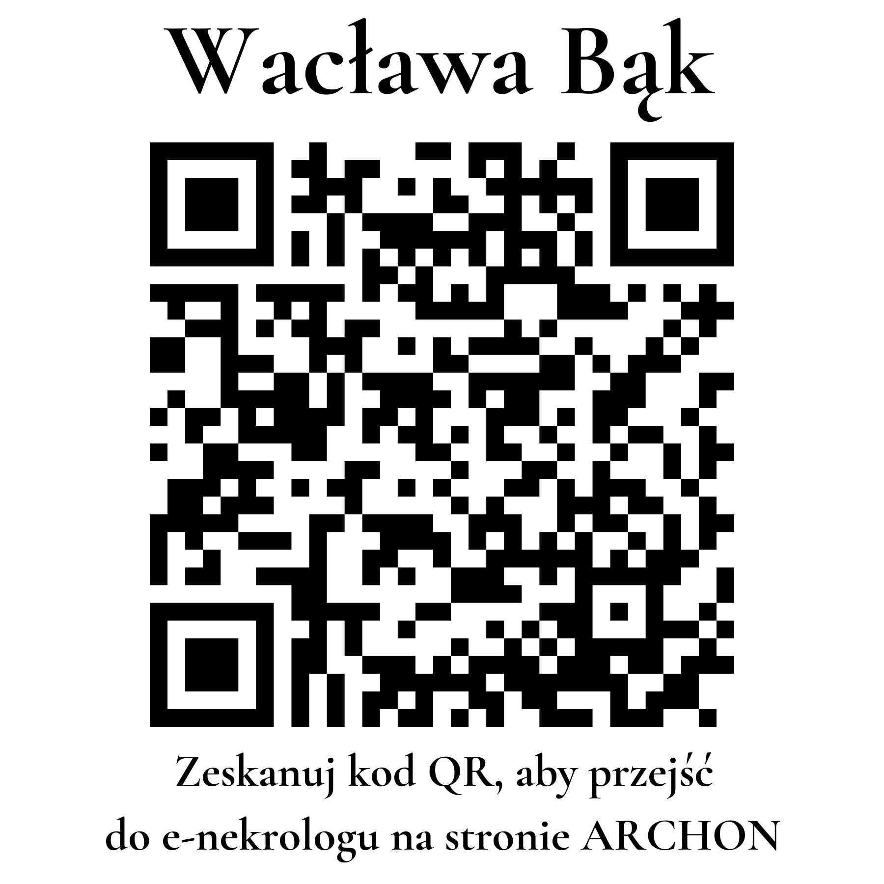 Kod QR do nekrologu Wacława Bąk