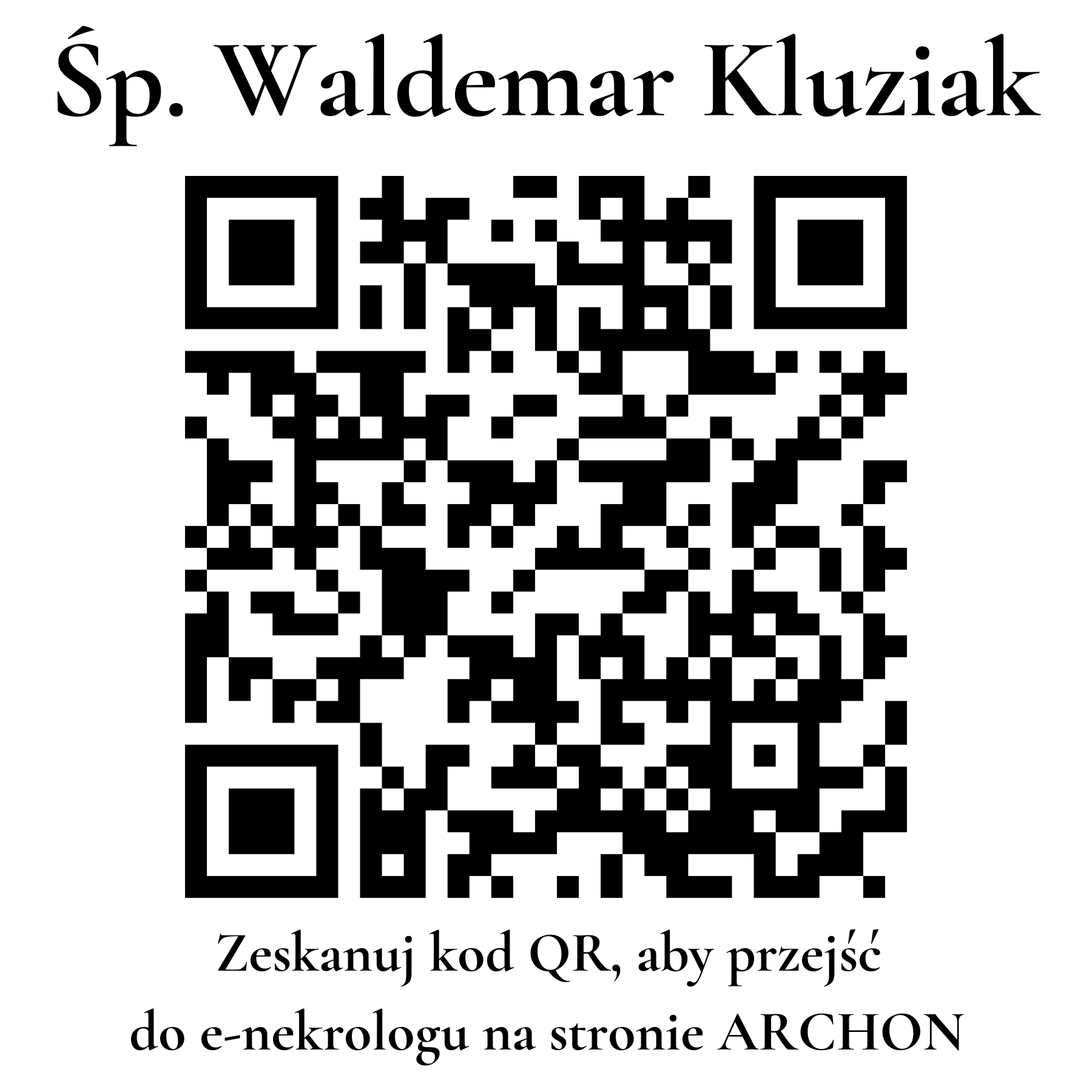 Kod QR do nekrologu Waldemar Kluziak