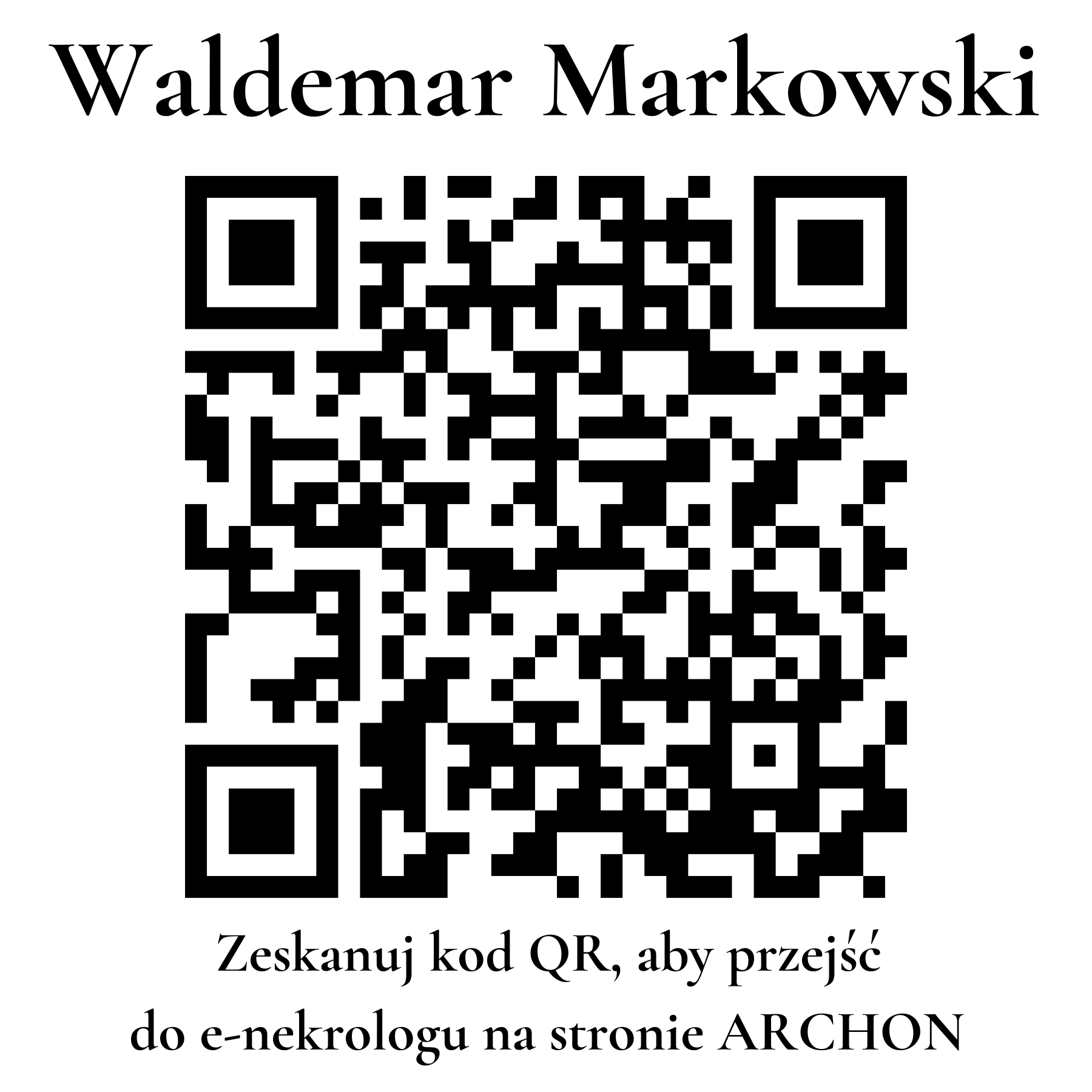 Kod QR do nekrologu Waldemar Markowski