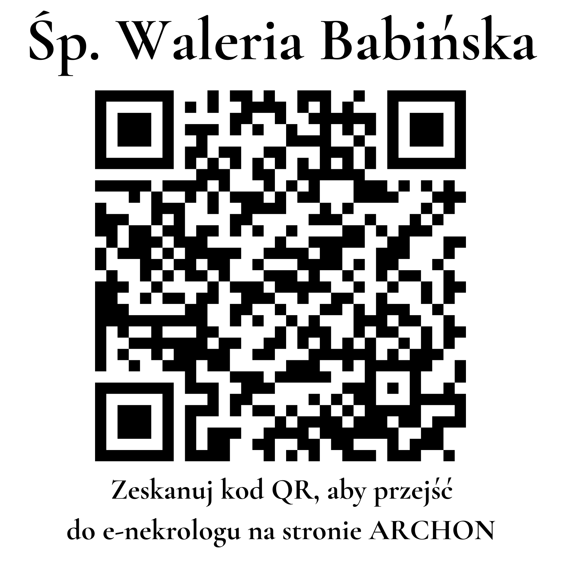 Kod QR do nekrologu Waleria Babińska