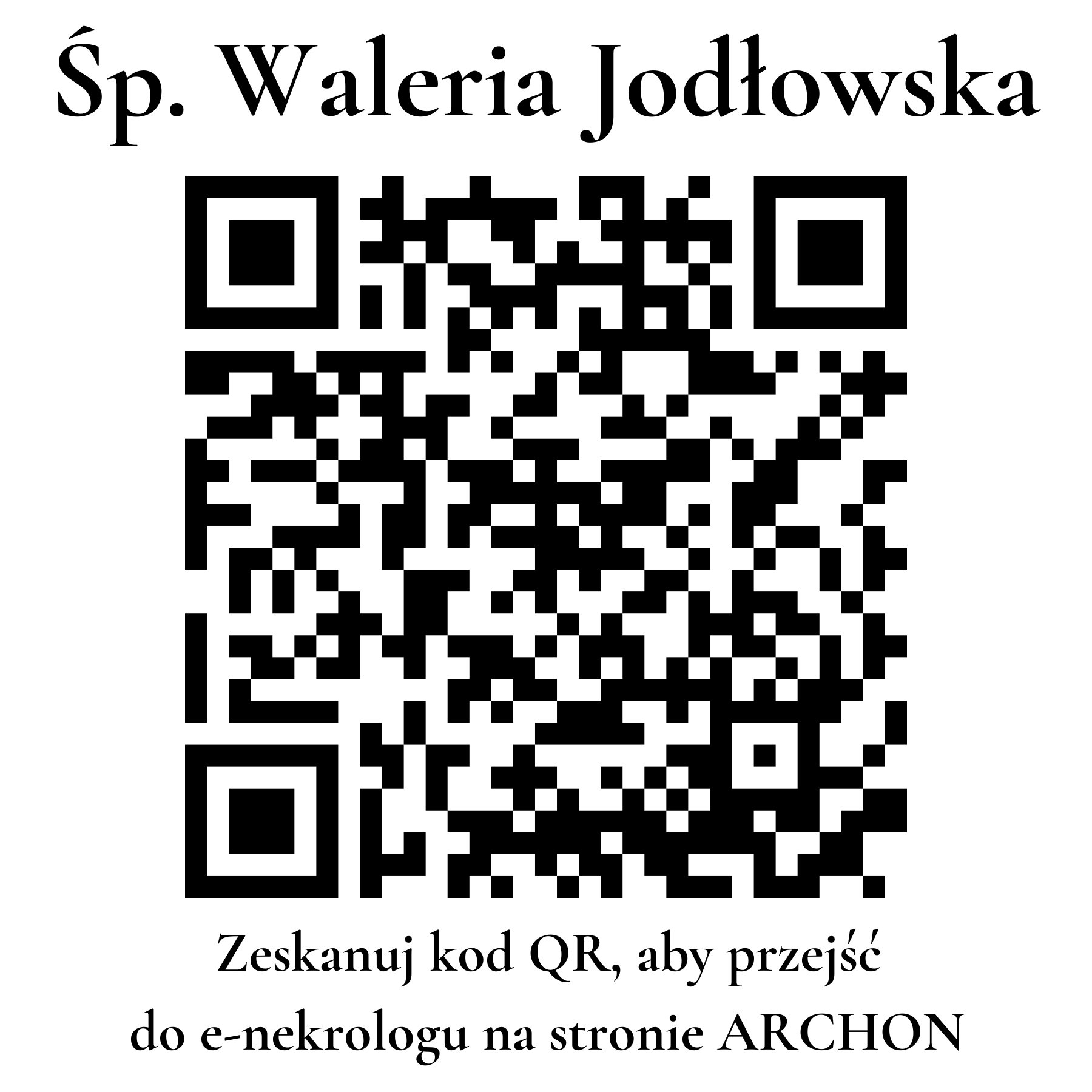 Kod QR do nekrologu Waleria Jodłowska