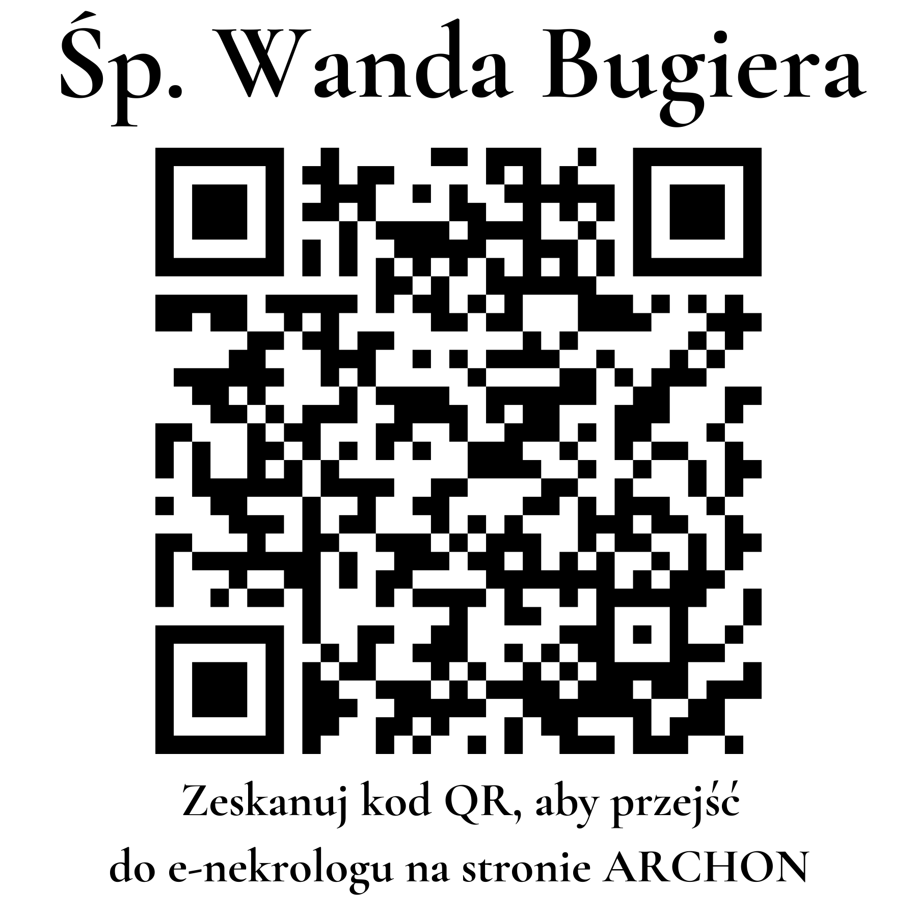Kod QR do nekrologu Wanda Bugiera Kod QR do nekrologu Wanda Bugiera