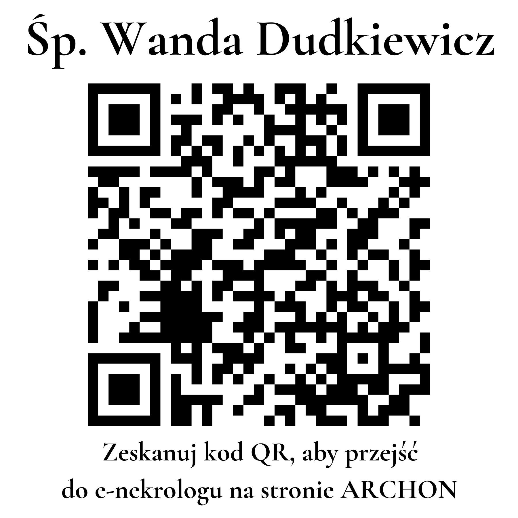 Kod QR do nekrologu Wanda Dudkiewicz