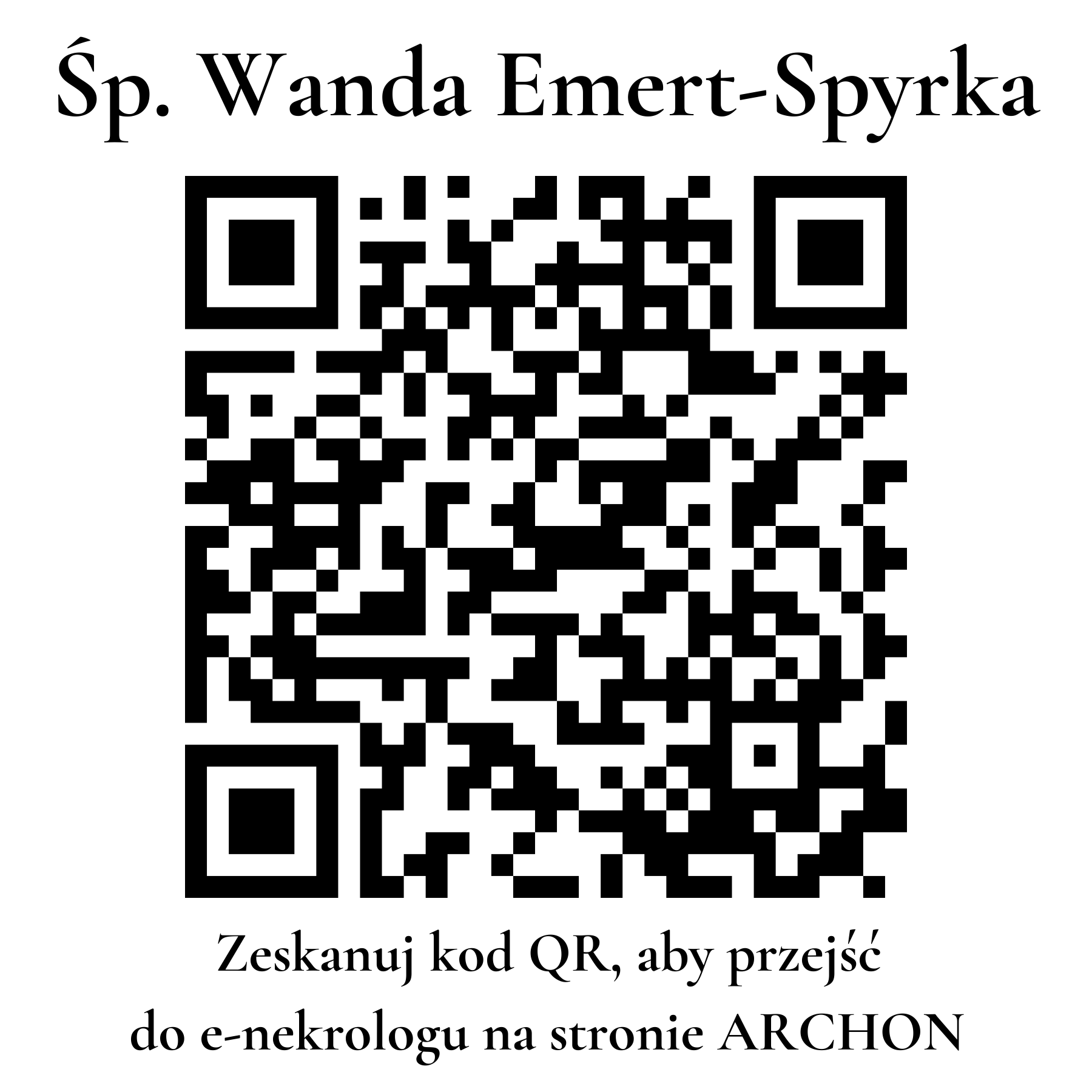 Kod QR do nekrologu Wanda Emert-Spyrka