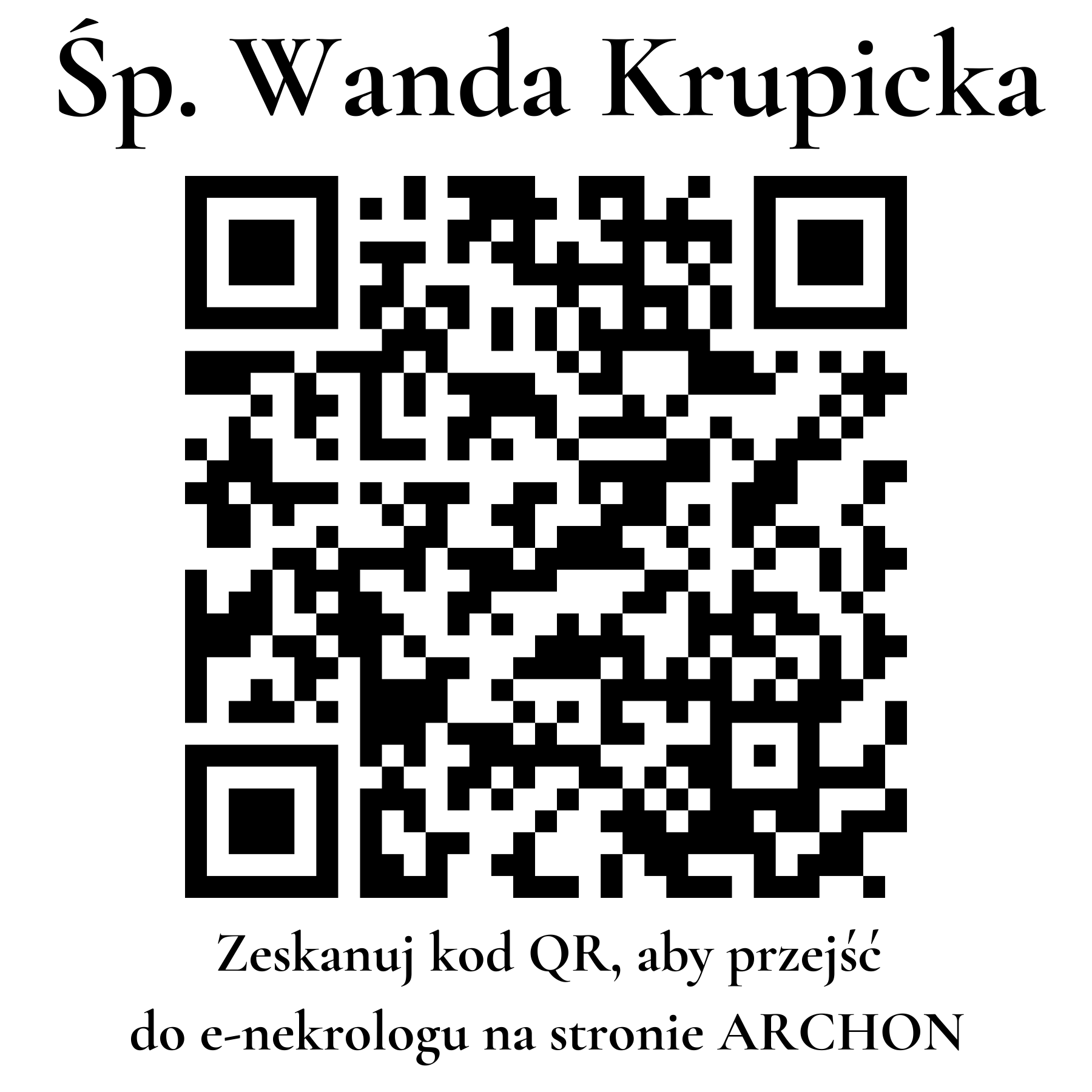 Kod QR do nekrologu Wanda Krupicka