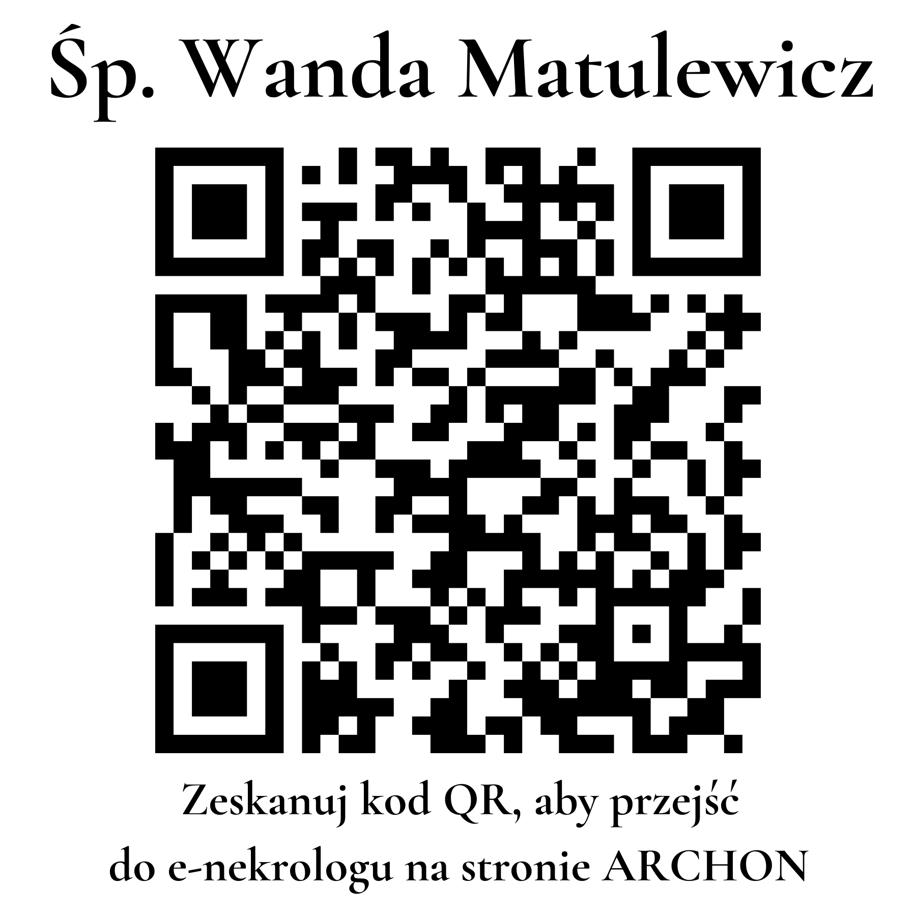 Kod QR do nekrologu Wanda Matulewicz