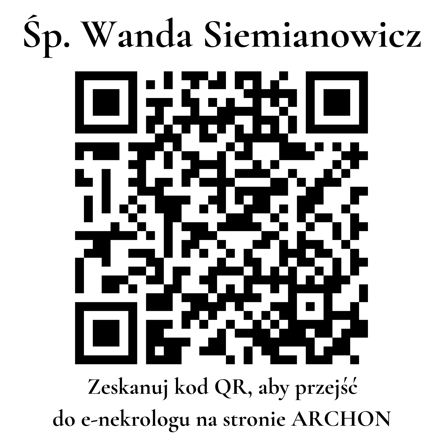 Kod QR do nekrologu Wanda Siemianowicz