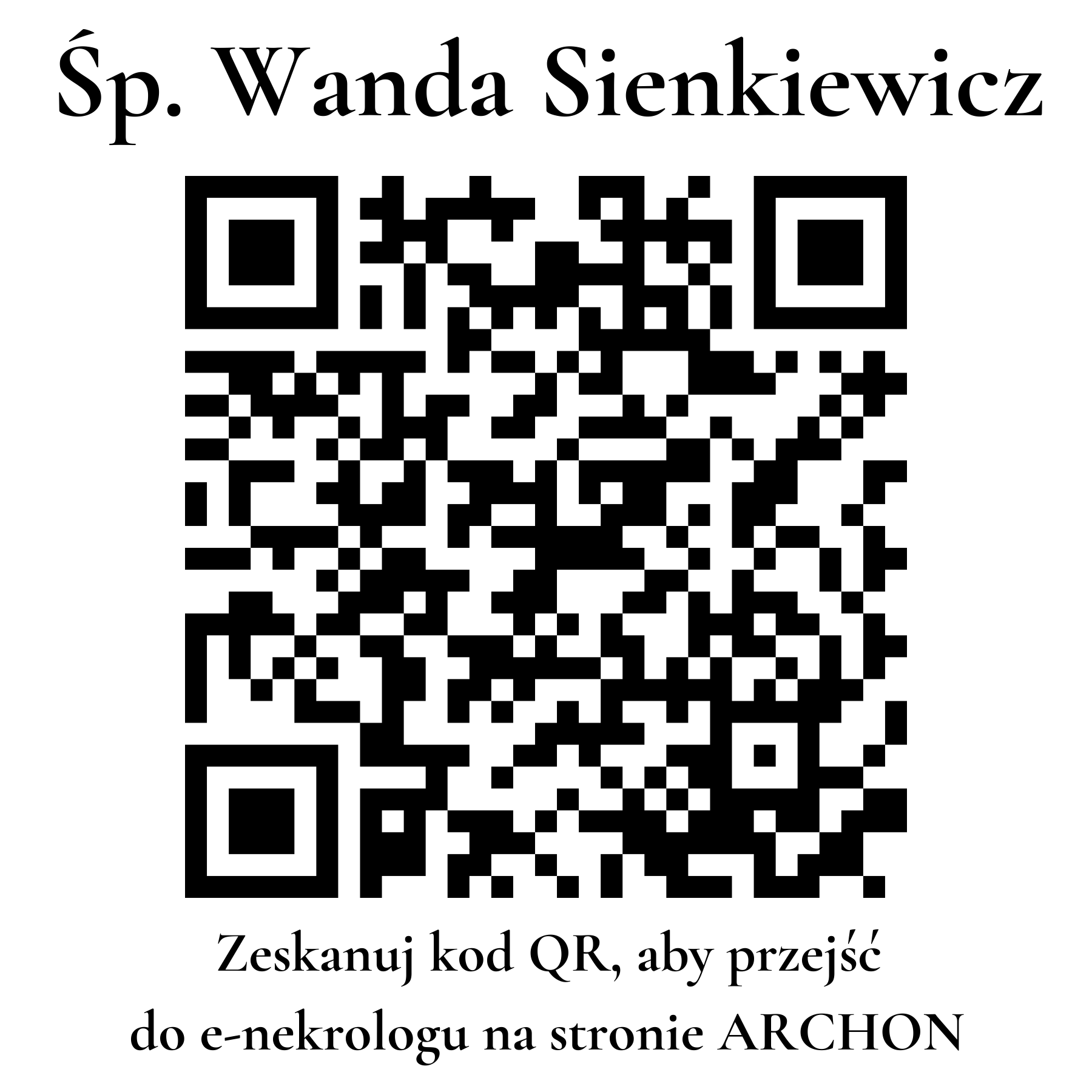 Kod QR do nekrologu Wanda Sienkiewicz