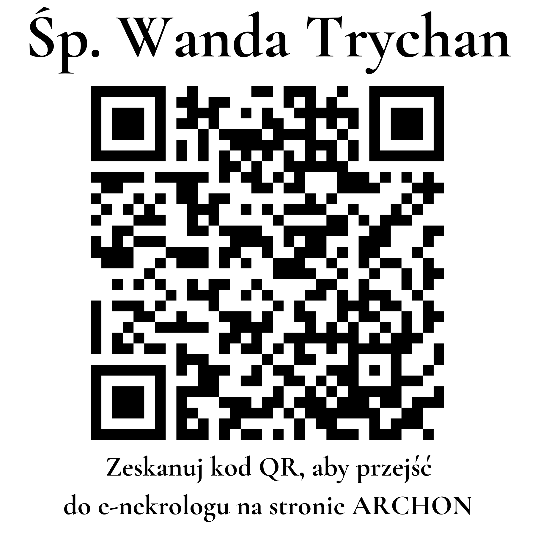 Kod QR do nekrologu Wanda Trychan