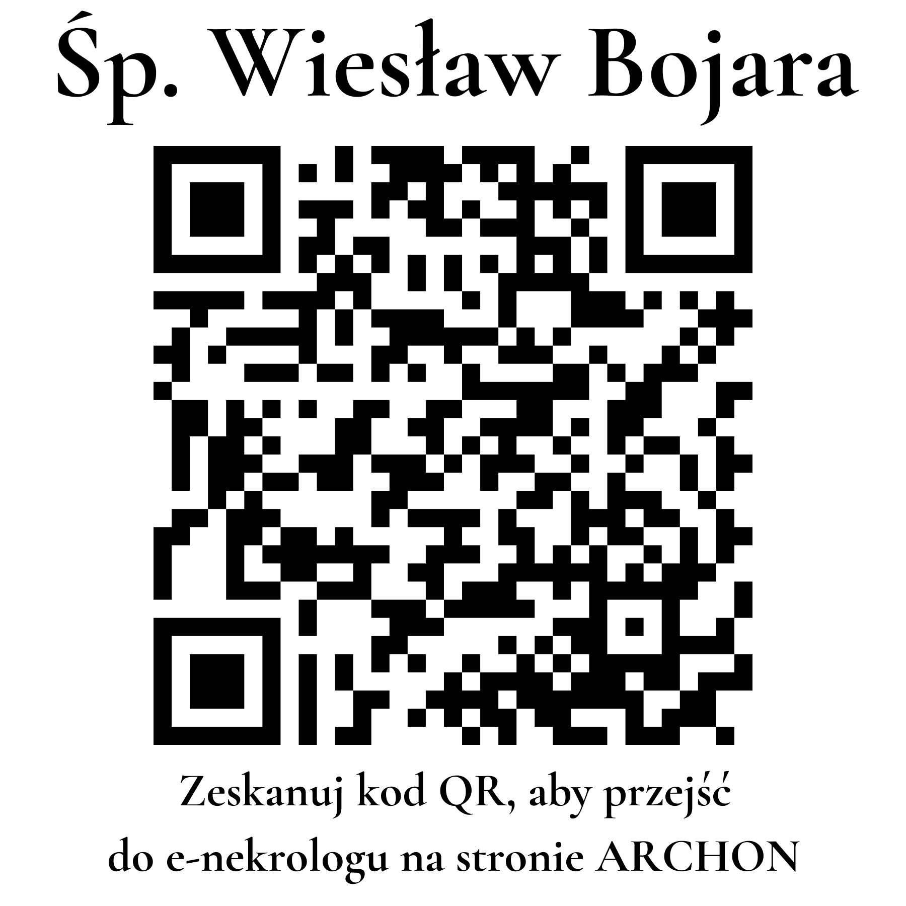 Kod QR do nekrologu Wiesław Bojara
