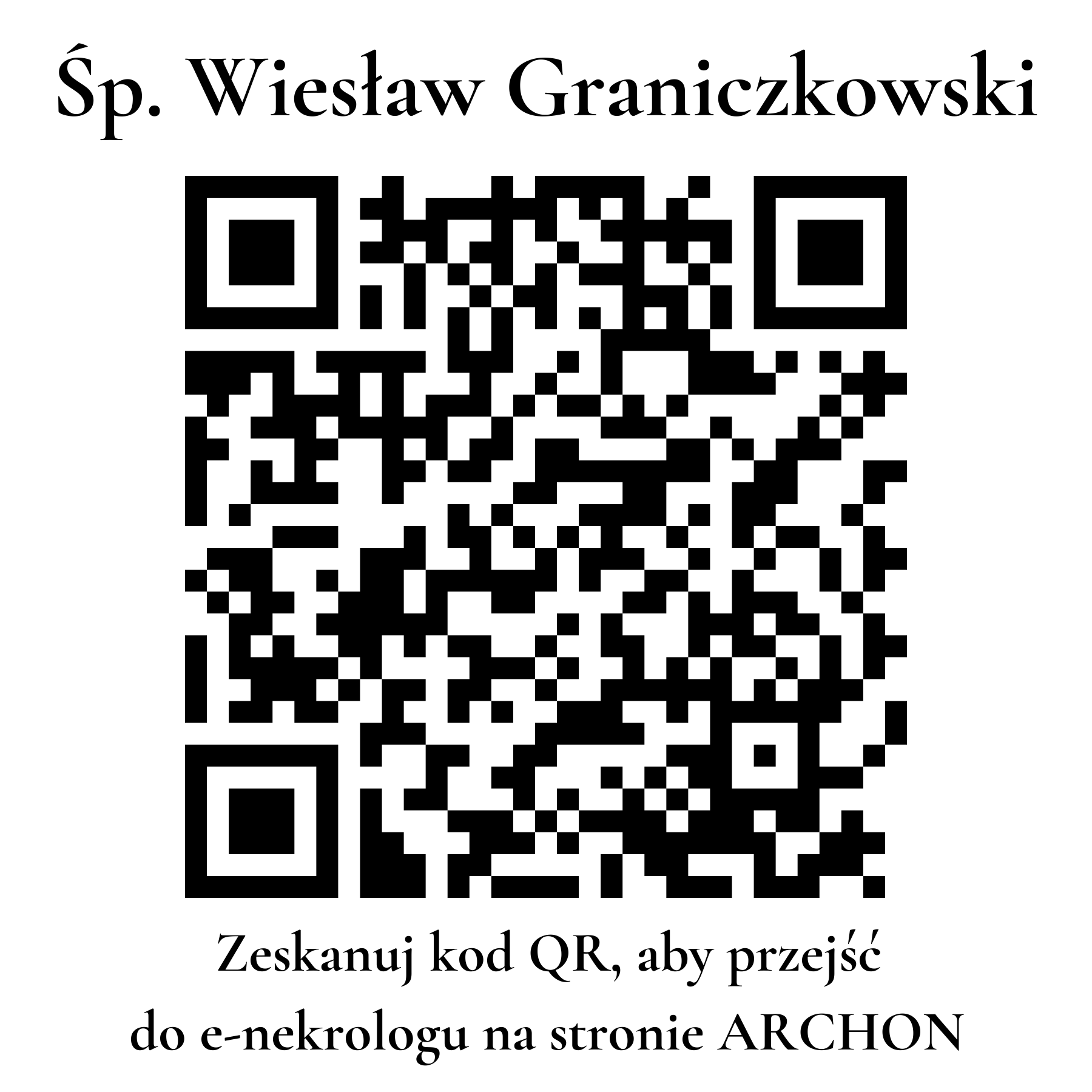 Kod QR do nekrologu Wiesław Graniczkowski Kod QR do nekrologu Wiesław Graniczkowski