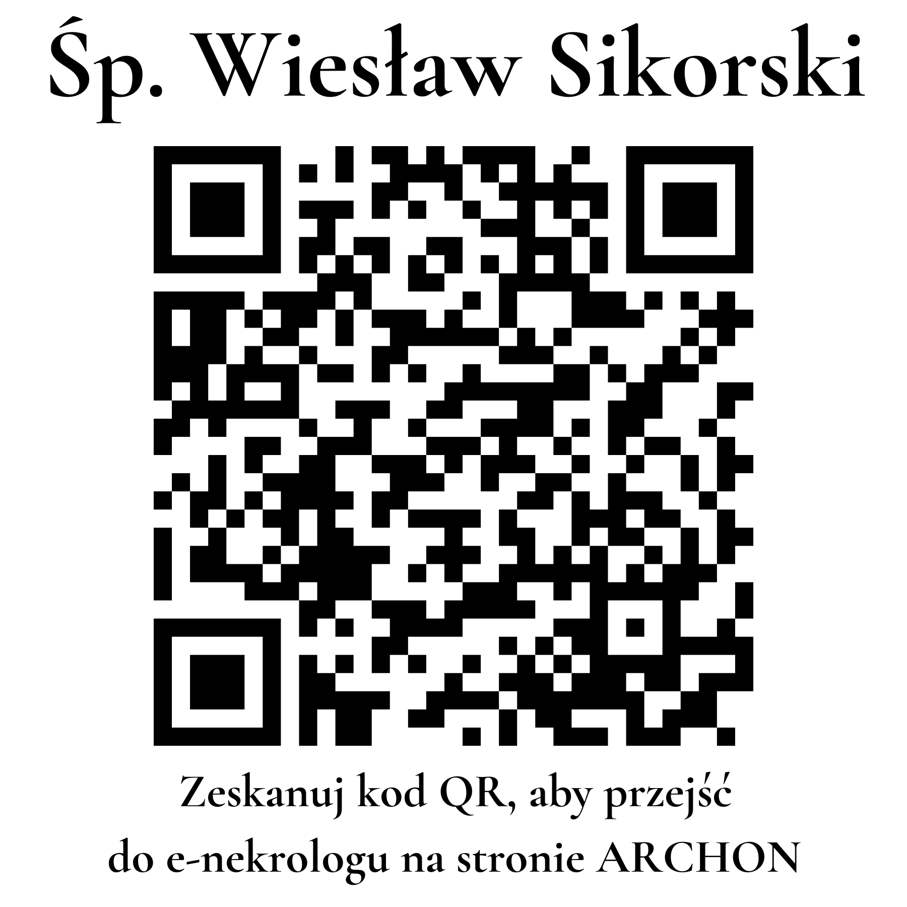 Kod QR do nekrologu Wiesław Sikorski