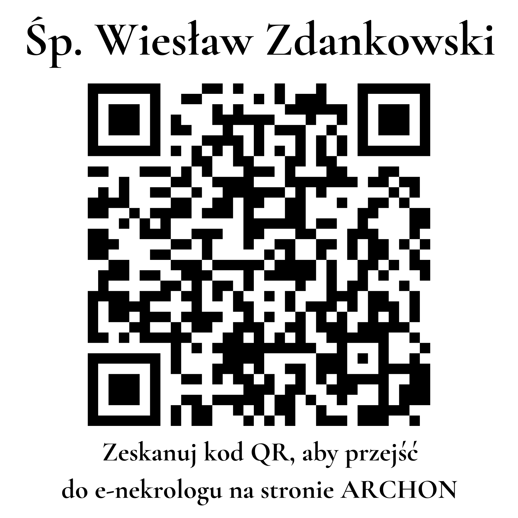 Kod QR do nekrologu Wiesław Zdankowski