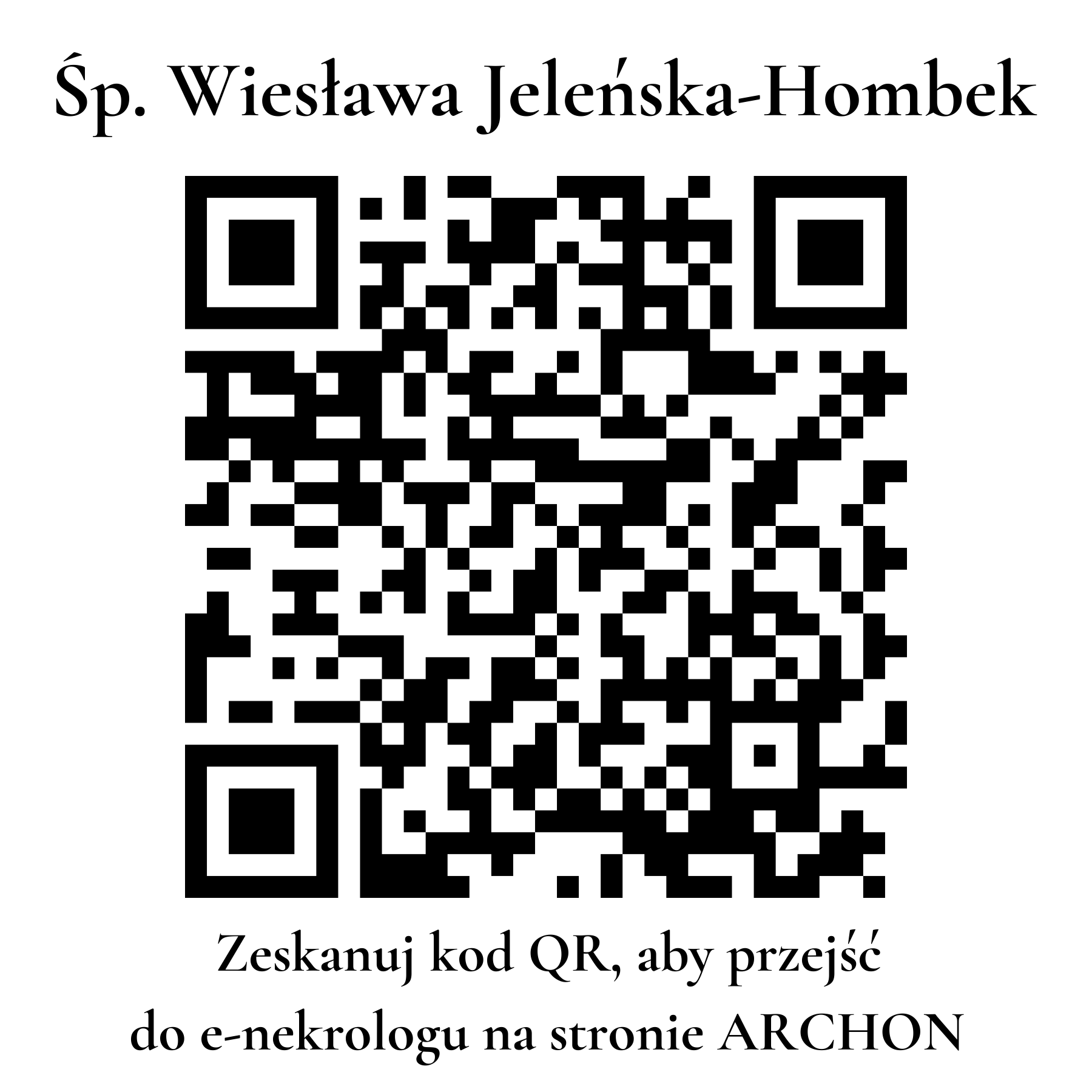Kod QR do nekrologu Wiesława Jeleńska-Hombek