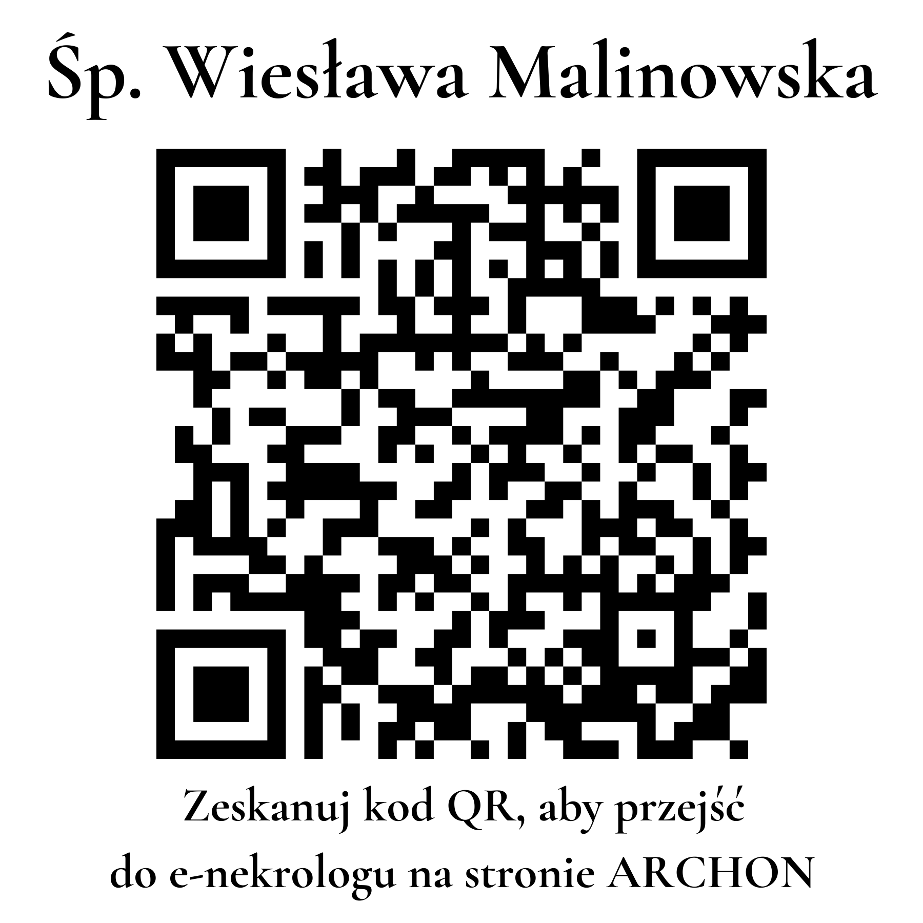 Kod QR do nekrologu Wiesława Malinowska