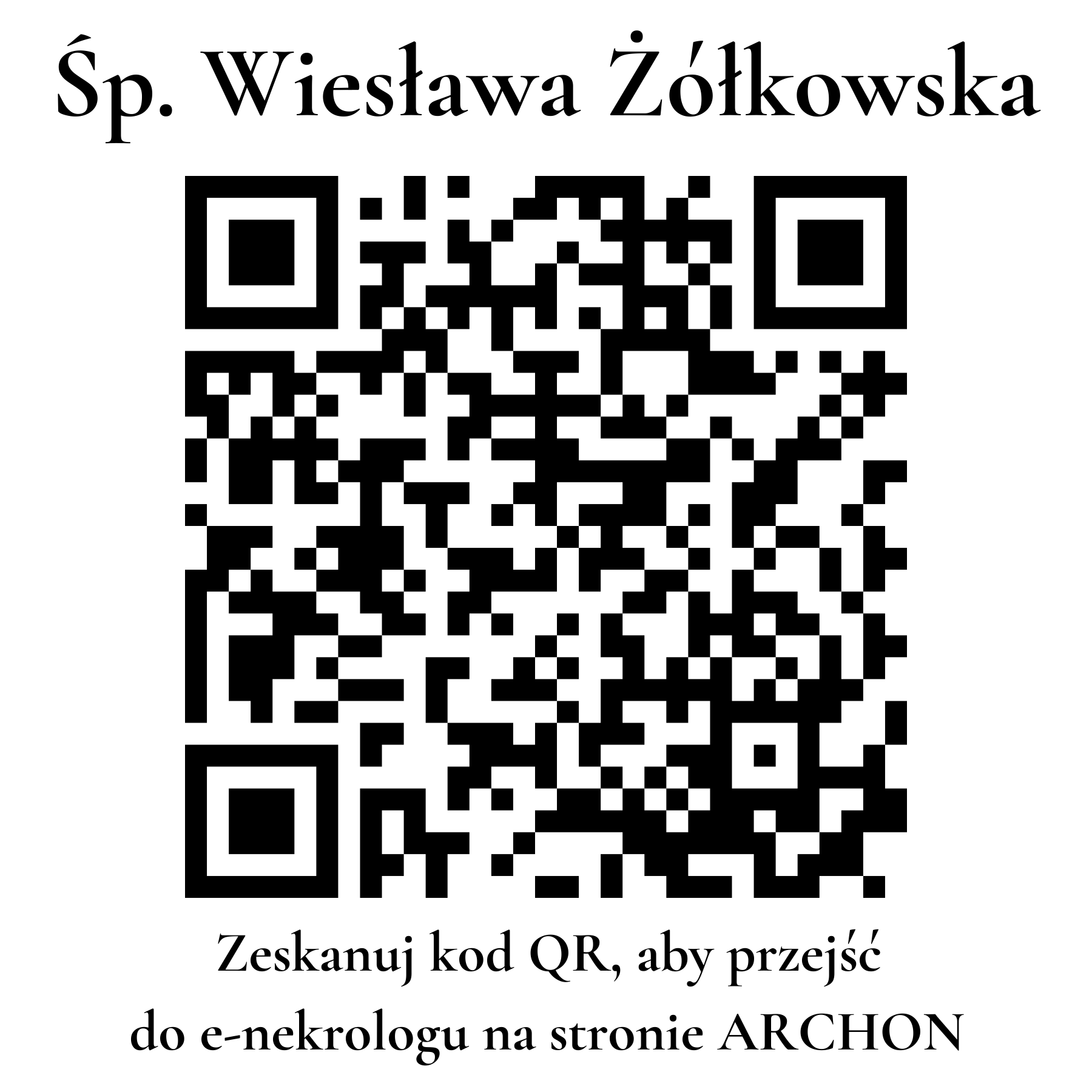 Kod QR do nekrologu Wiesława Żółkowska
