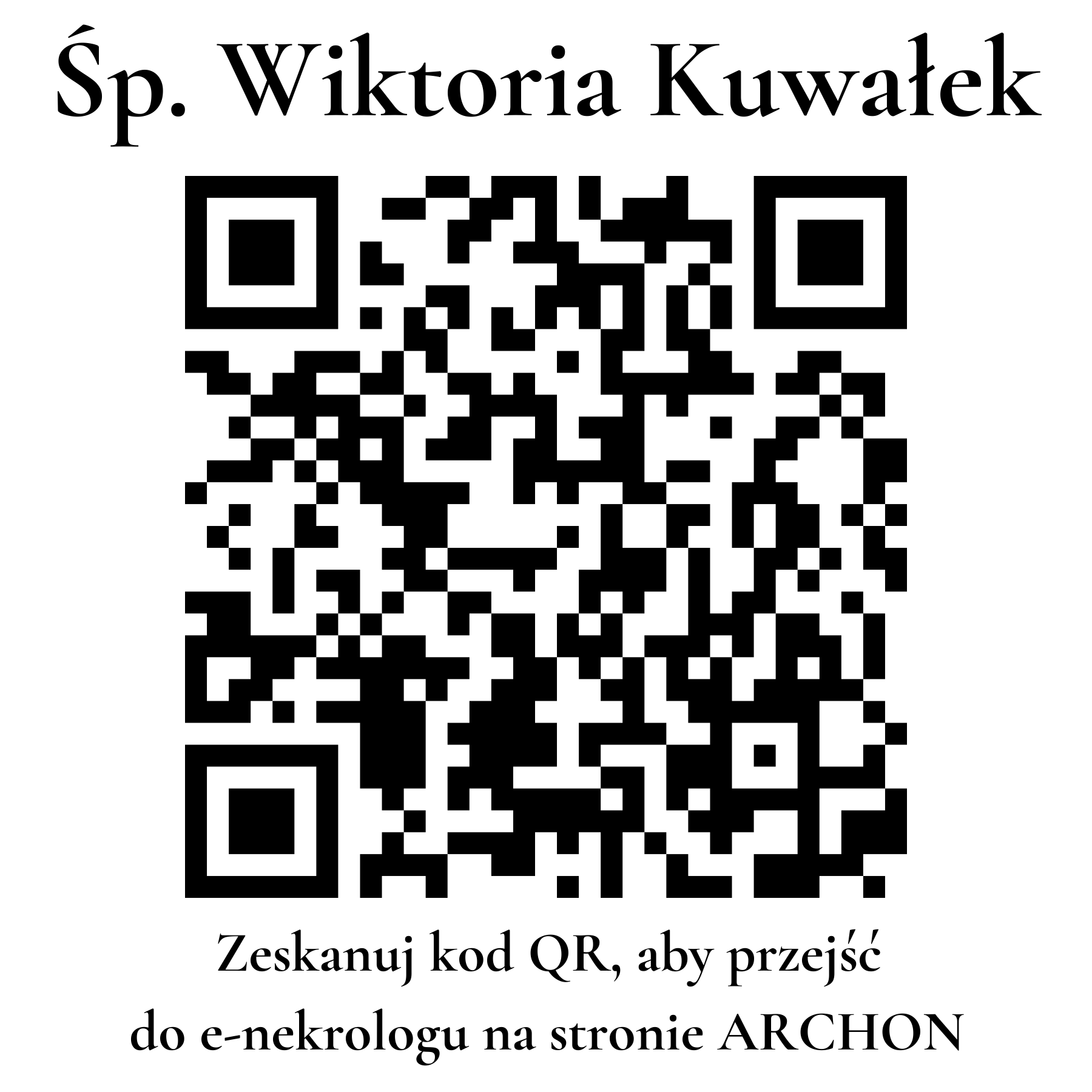 Kod QR do nekrologu Wiktoria Kuwałek