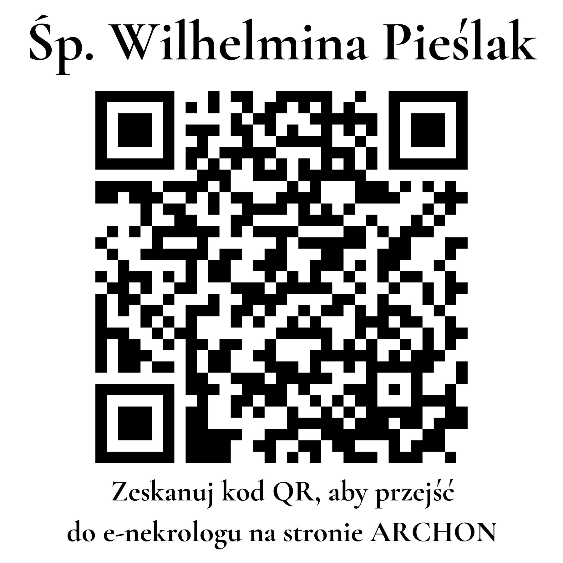 Kod QR do nekrologu Wilhelmina Pieślak