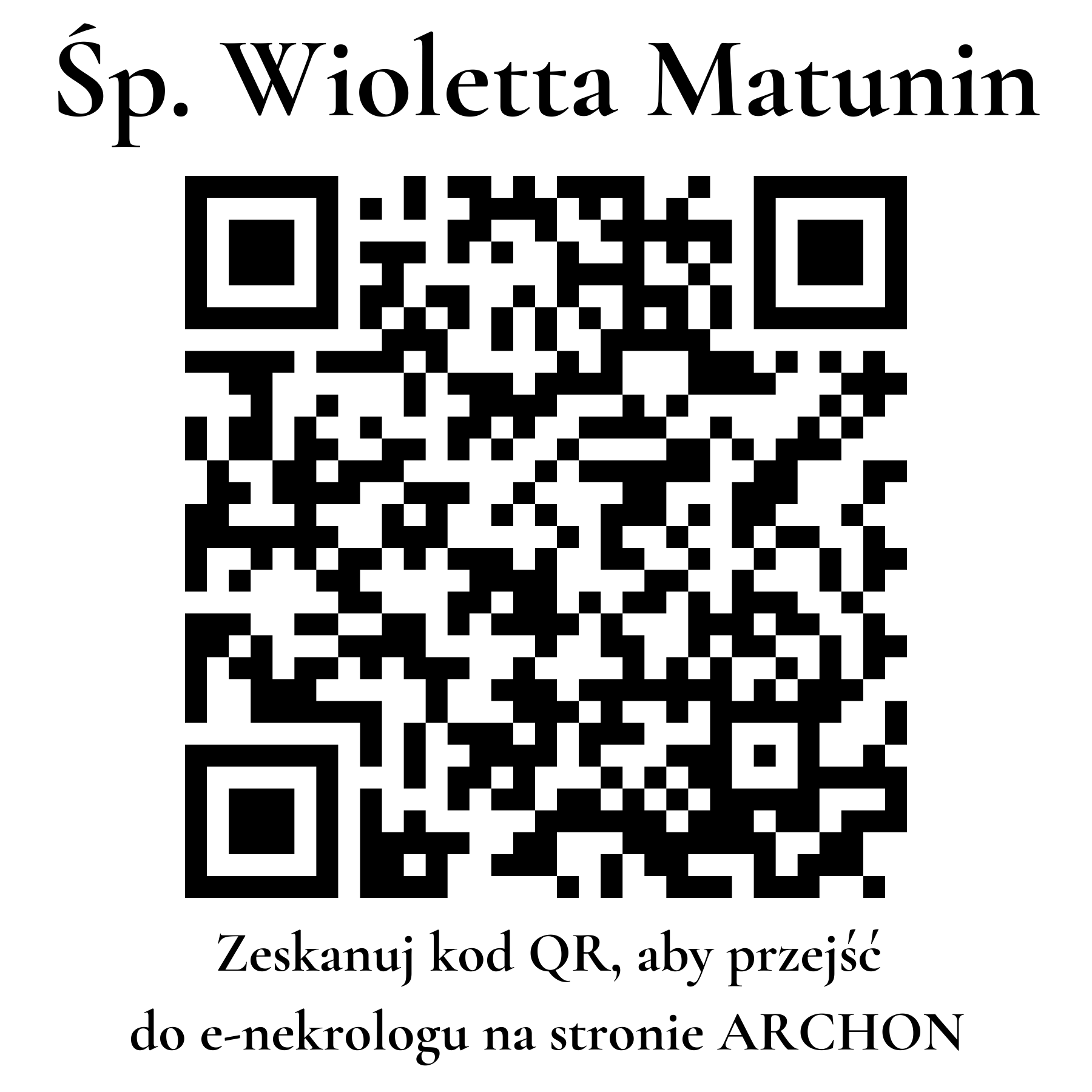 Kod QR do nekrologu Wioletta Matunin
