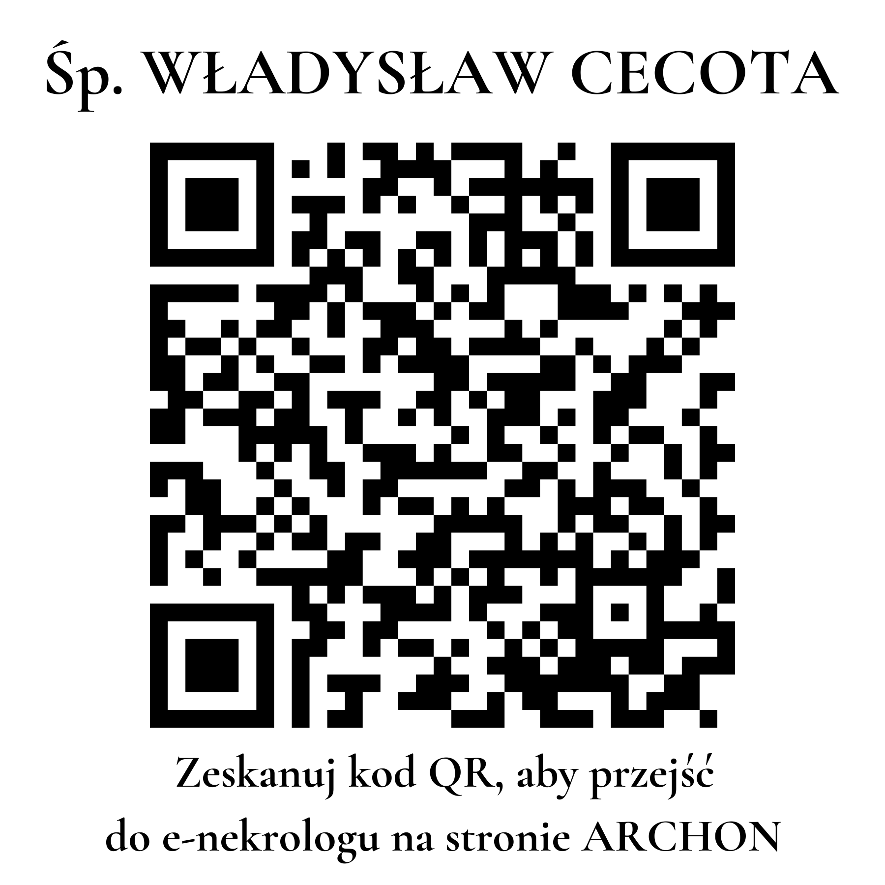 Kod QR do nekrologu WŁADYSŁAW CECOTA