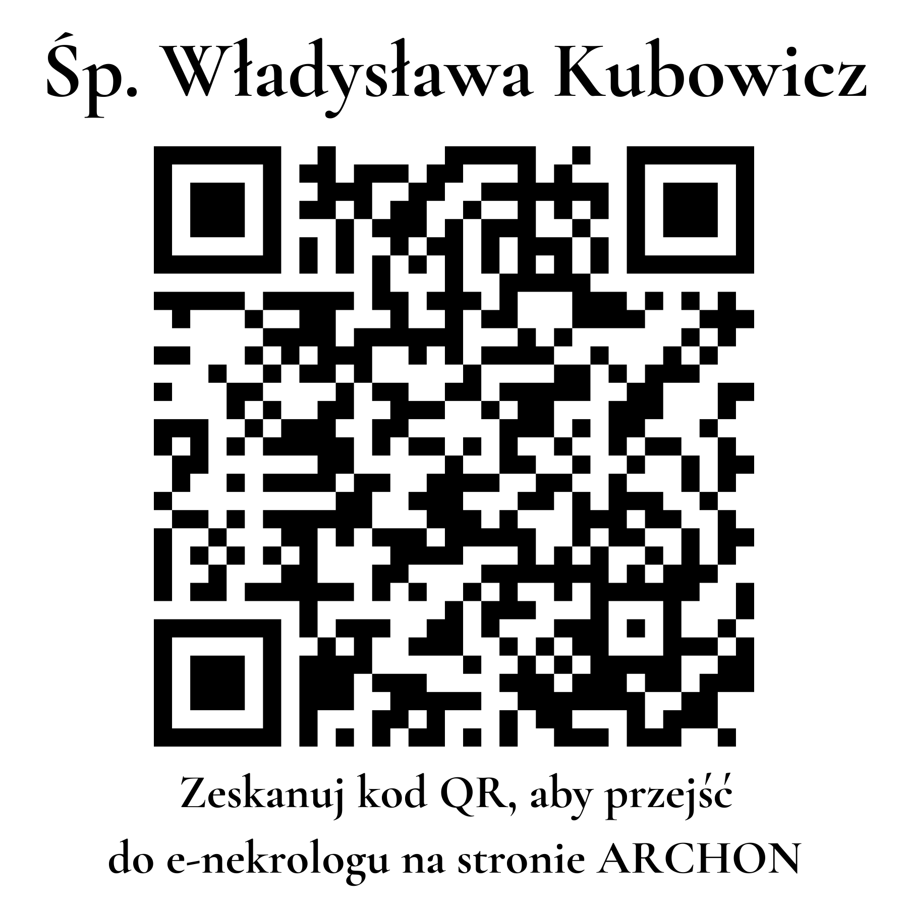 Kod QR do nekrologu Władysława Kubowicz