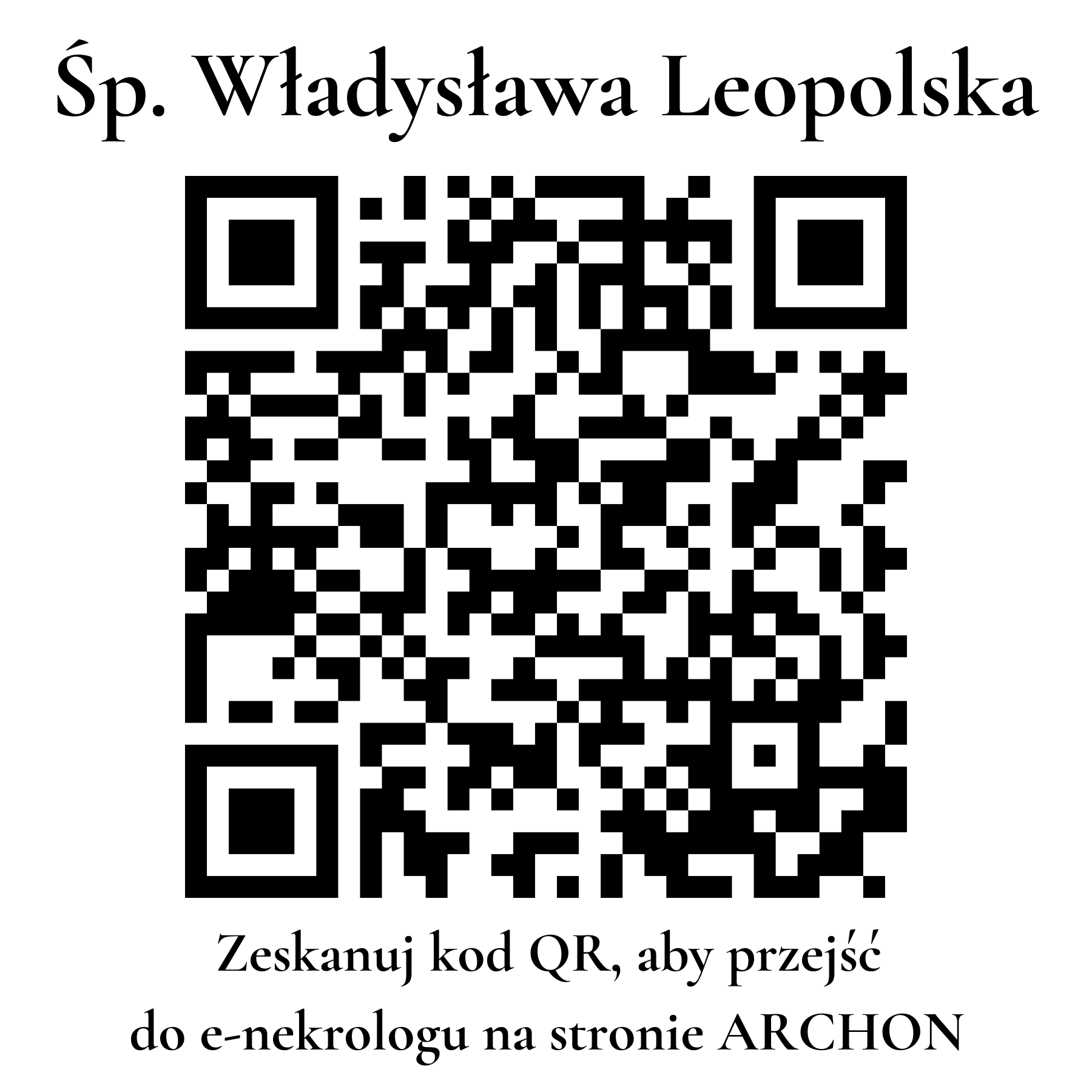 Kod QR do nekrologu Władysława Leopolska