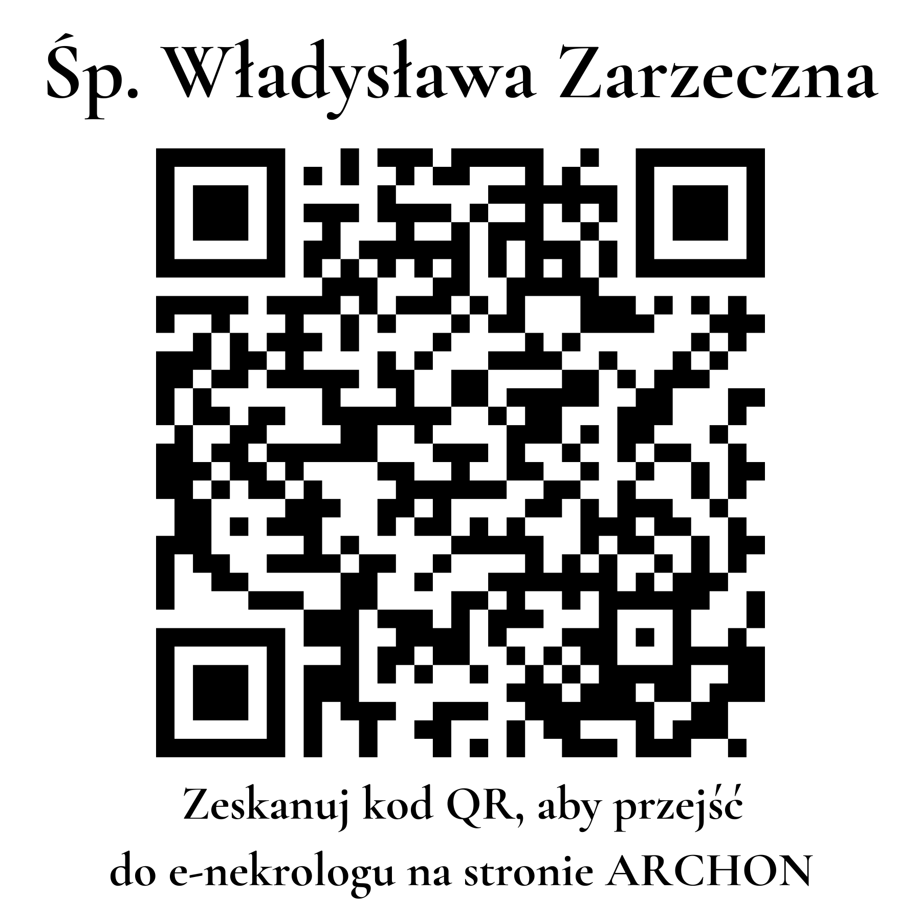 Kod QR do nekrologu Władysława Zarzeczna