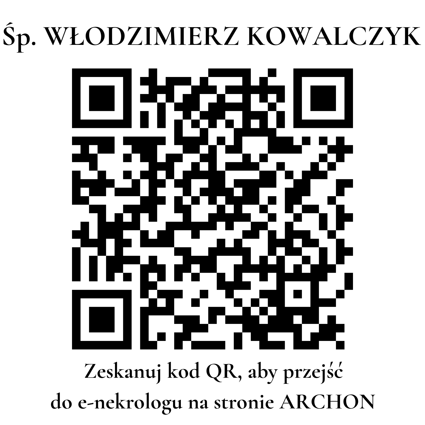 Kod QR do nekrologu WŁODZIMIERZ KOWALCZYK