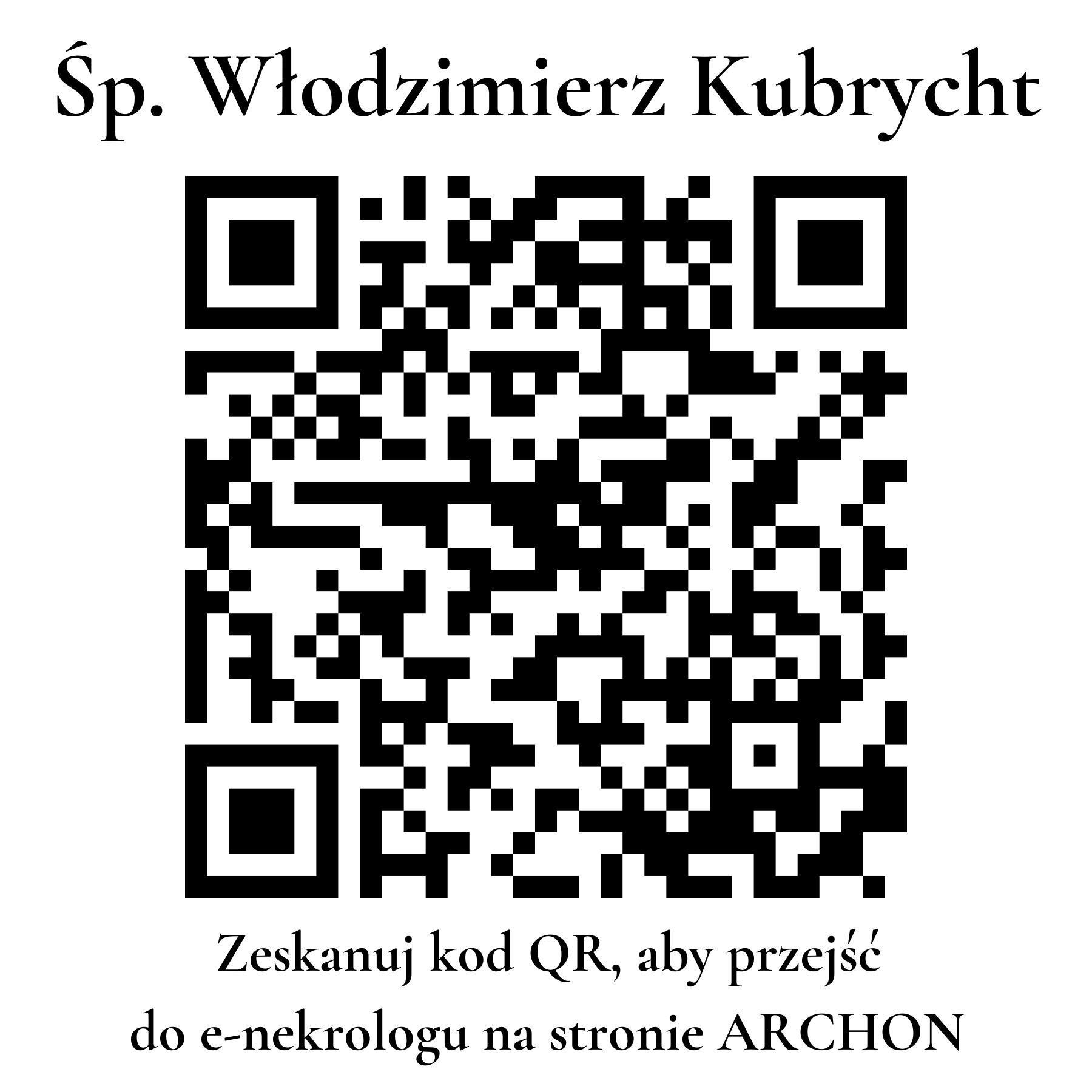 Kod QR do nekrologu Włodzimierz Kubrycht