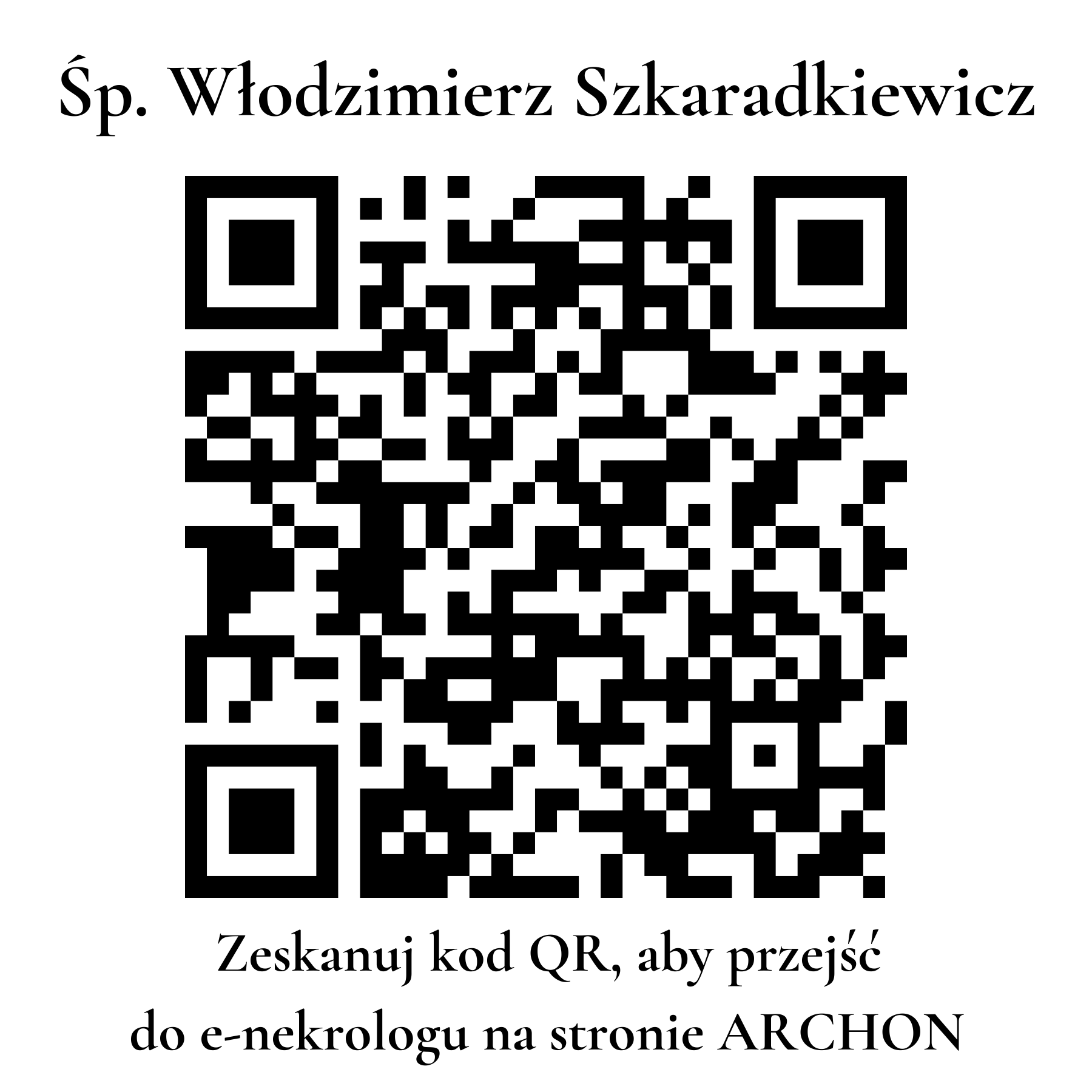 Kod QR do nekrologu Włodzimierz Szkaradkiewicz