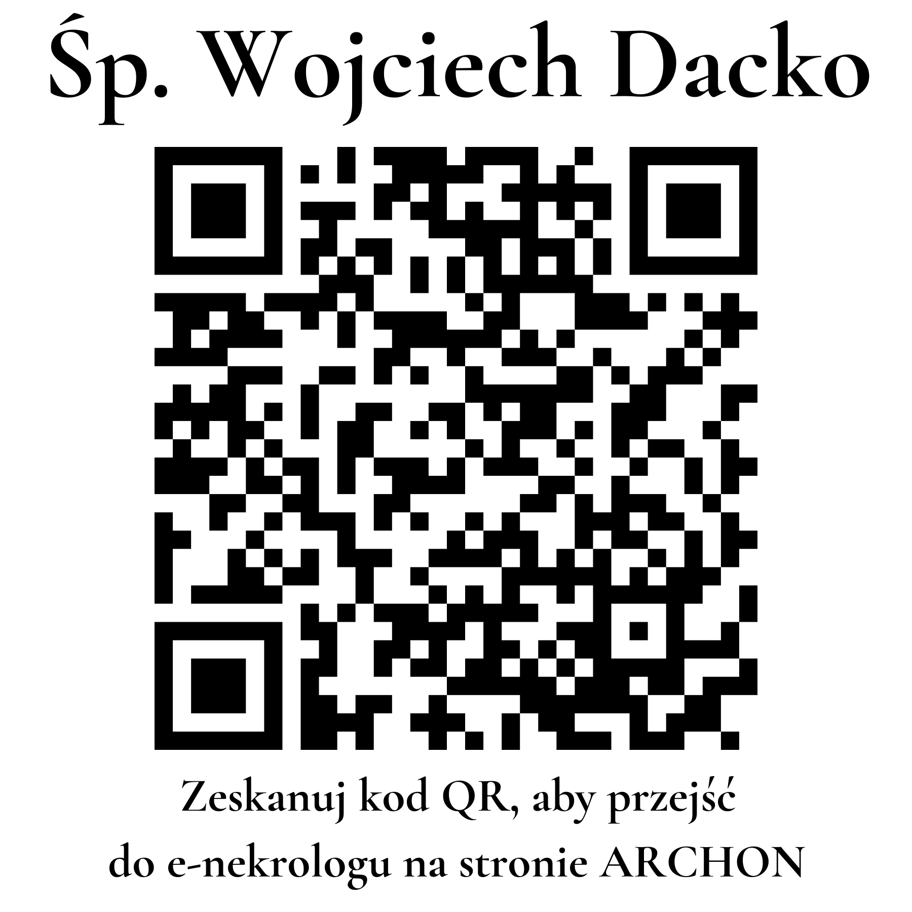 Kod QR do nekrologu Wojciech Dacko