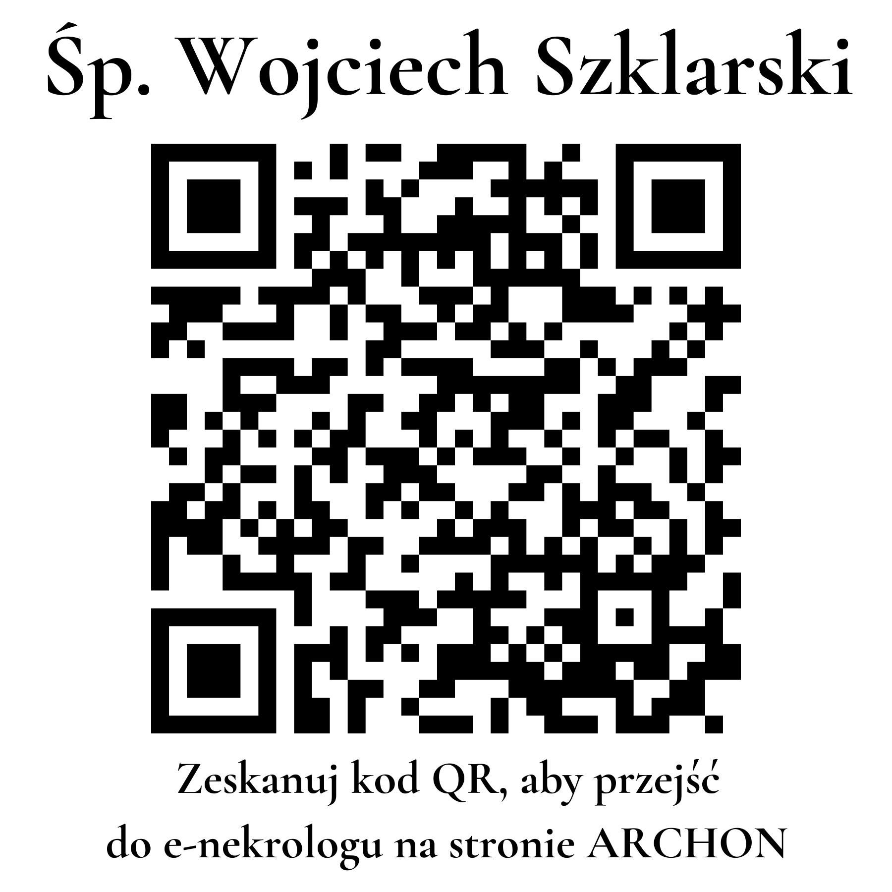 Kod QR do nekrologu Wojciech Szklarski