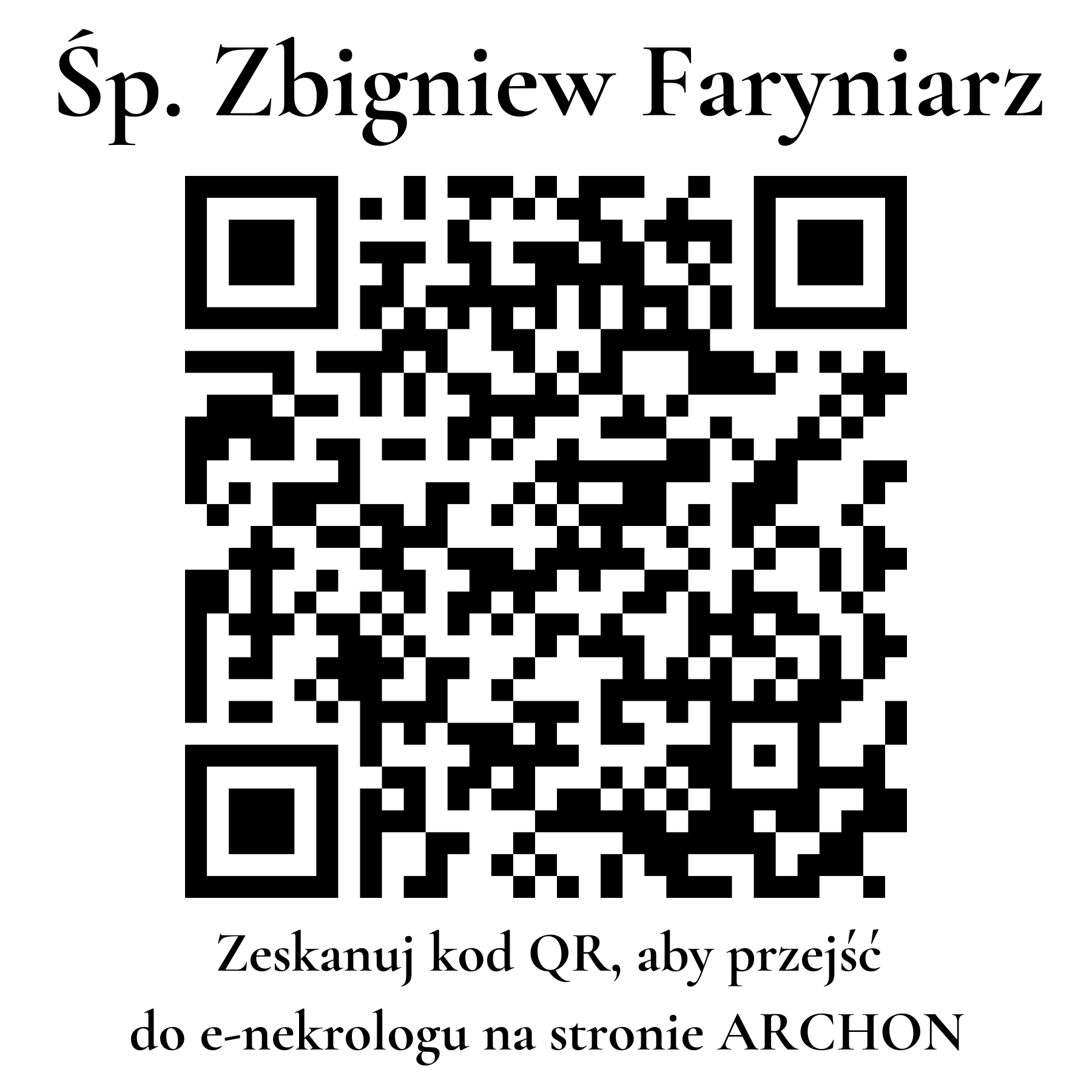 Kod QR do nekrologu Zbigniew Faryniarz