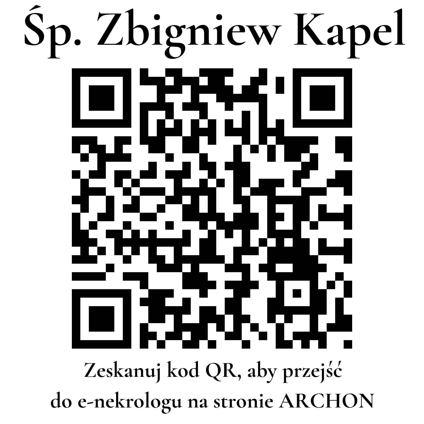Kod QR do nekrologu Zbigniew Kapel