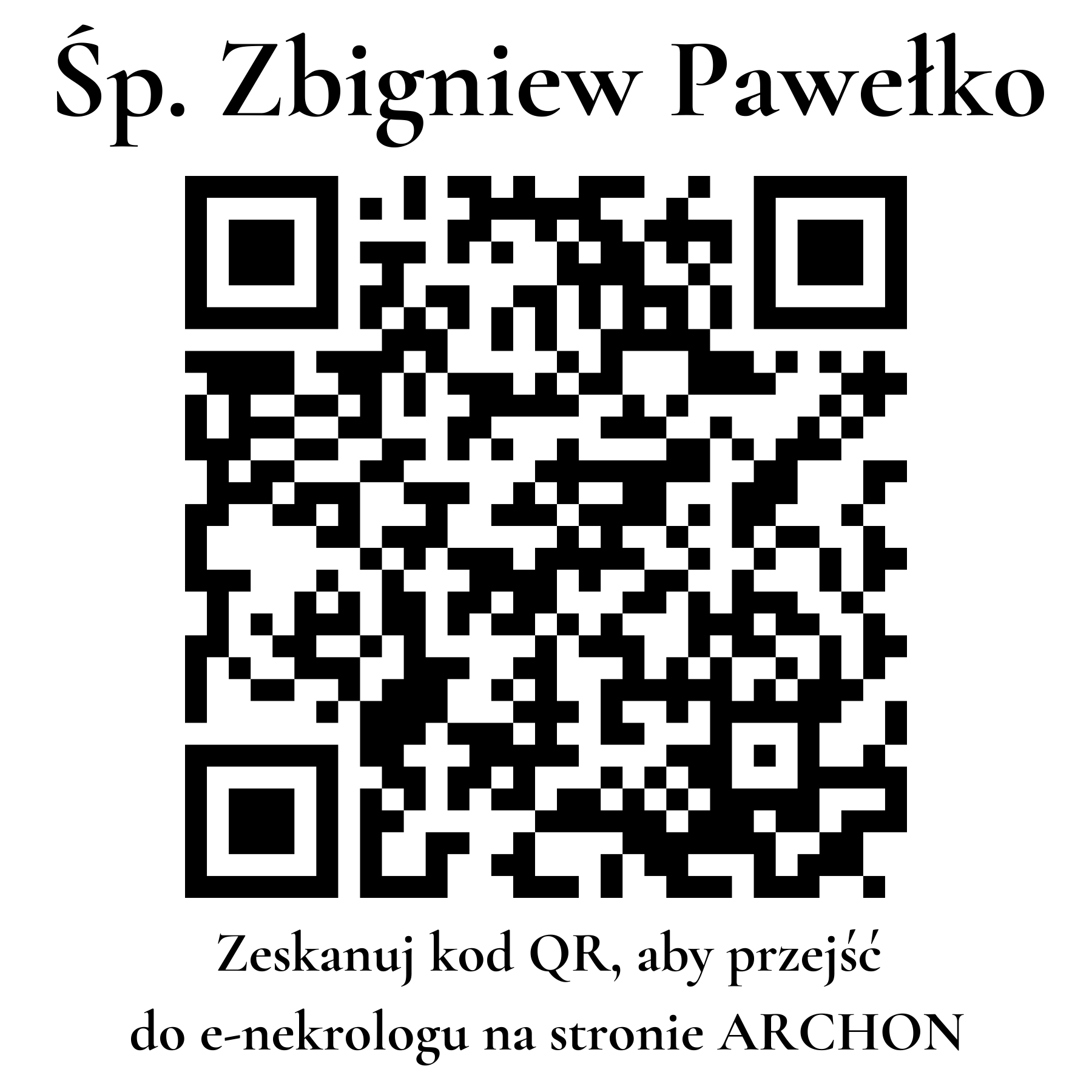 Kod QR do nekrologu Zbigniew Pawełko
