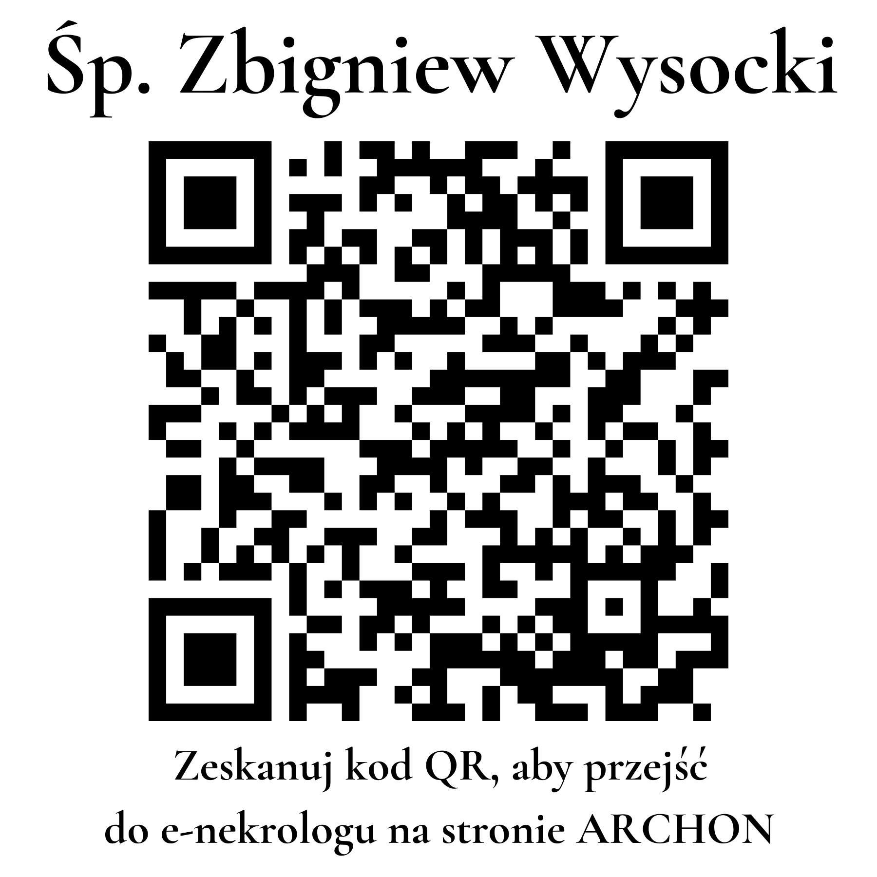 Kod QR do nekrologu Zbigniew Wysocki Kod QR do nekrologu Zbigniew Wysocki