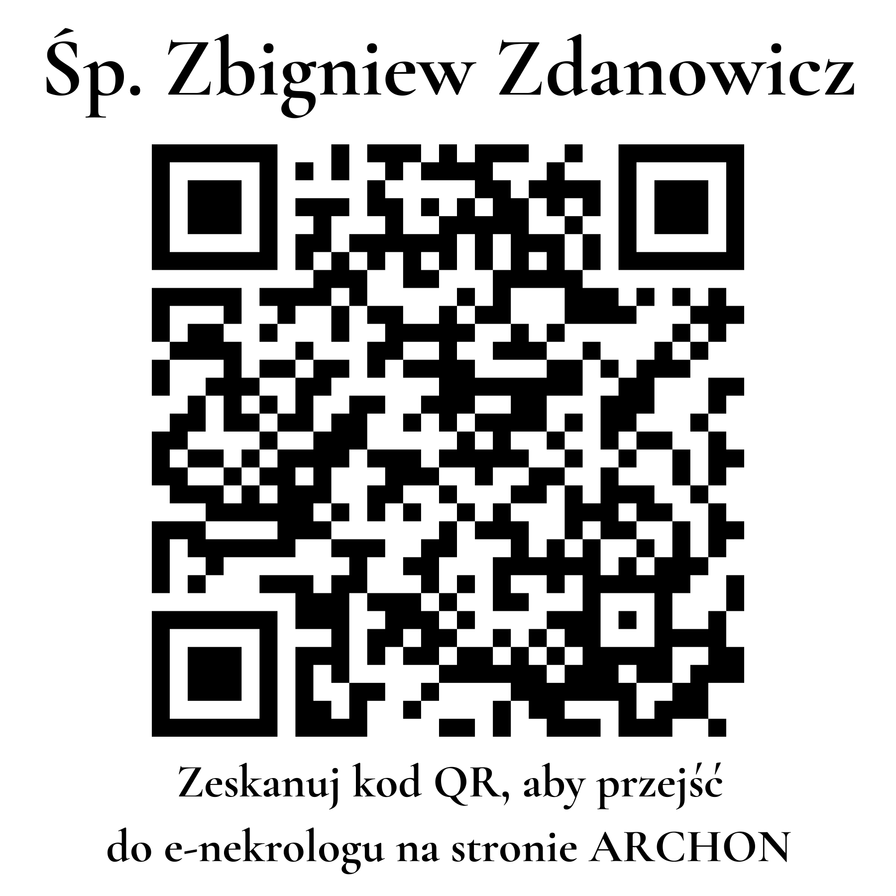 Kod QR do nekrologu Zbigniew Zdanowicz Kod QR do nekrologu Zbigniew Zdanowicz