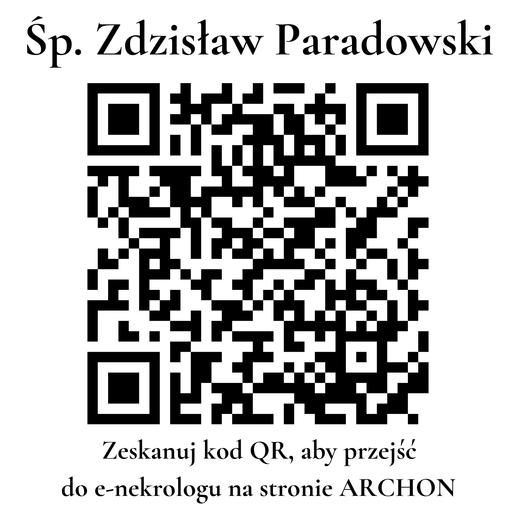 Kod QR do nekrologu Zdzisław Paradowski Kod QR do nekrologu Zdzisław Paradowski