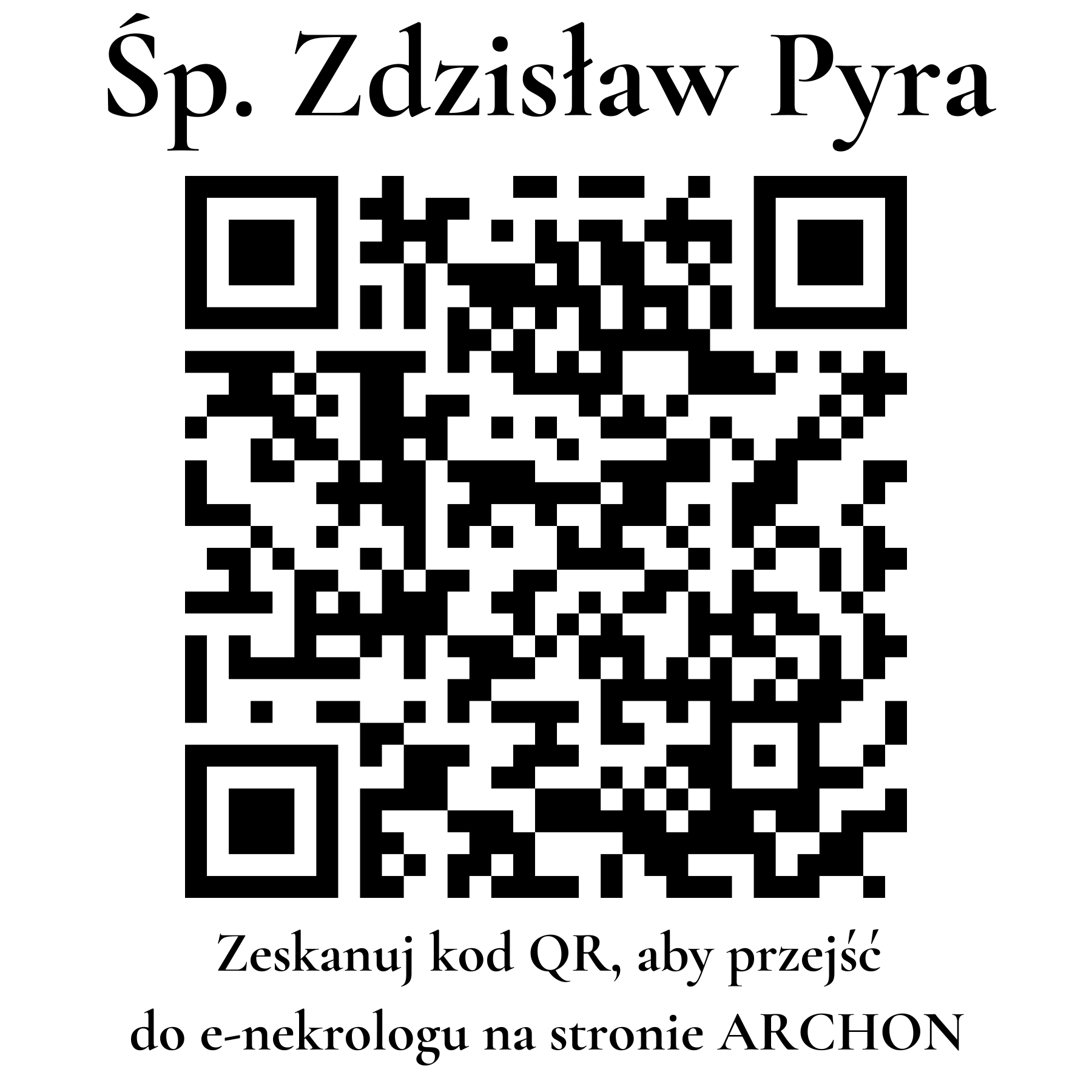 Kod QR do nekrologu Zdzisław Pyra Kod QR do nekrologu Zdzisław Pyra