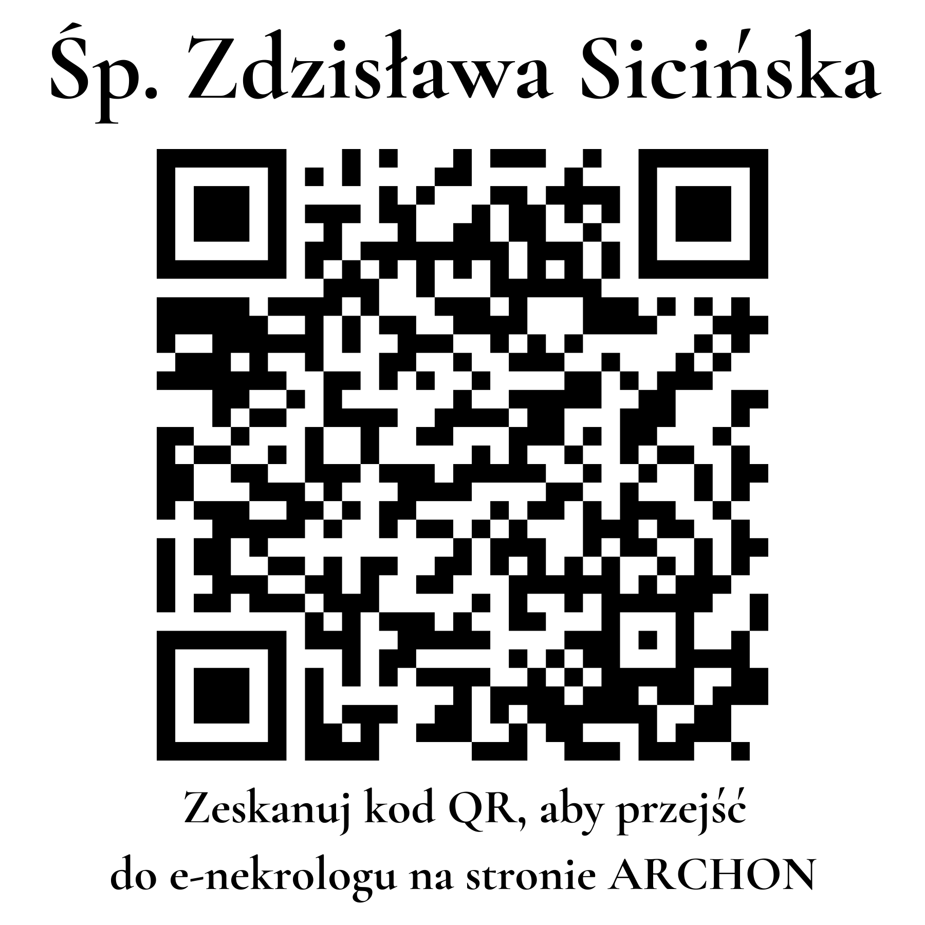 Kod QR do nekrologu Zdzisława Sicińska
