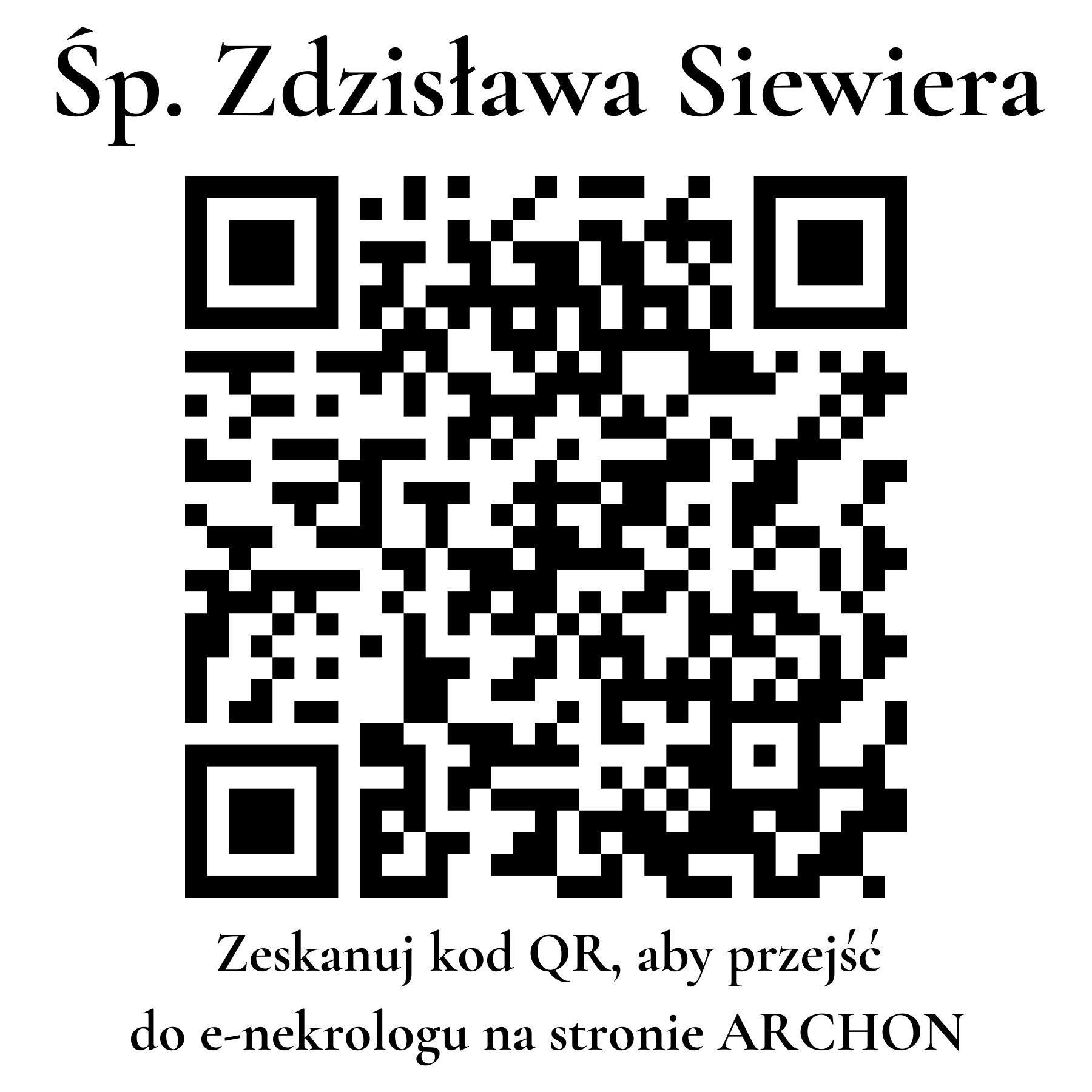 Kod QR do nekrologu Zdzisława Siewiera