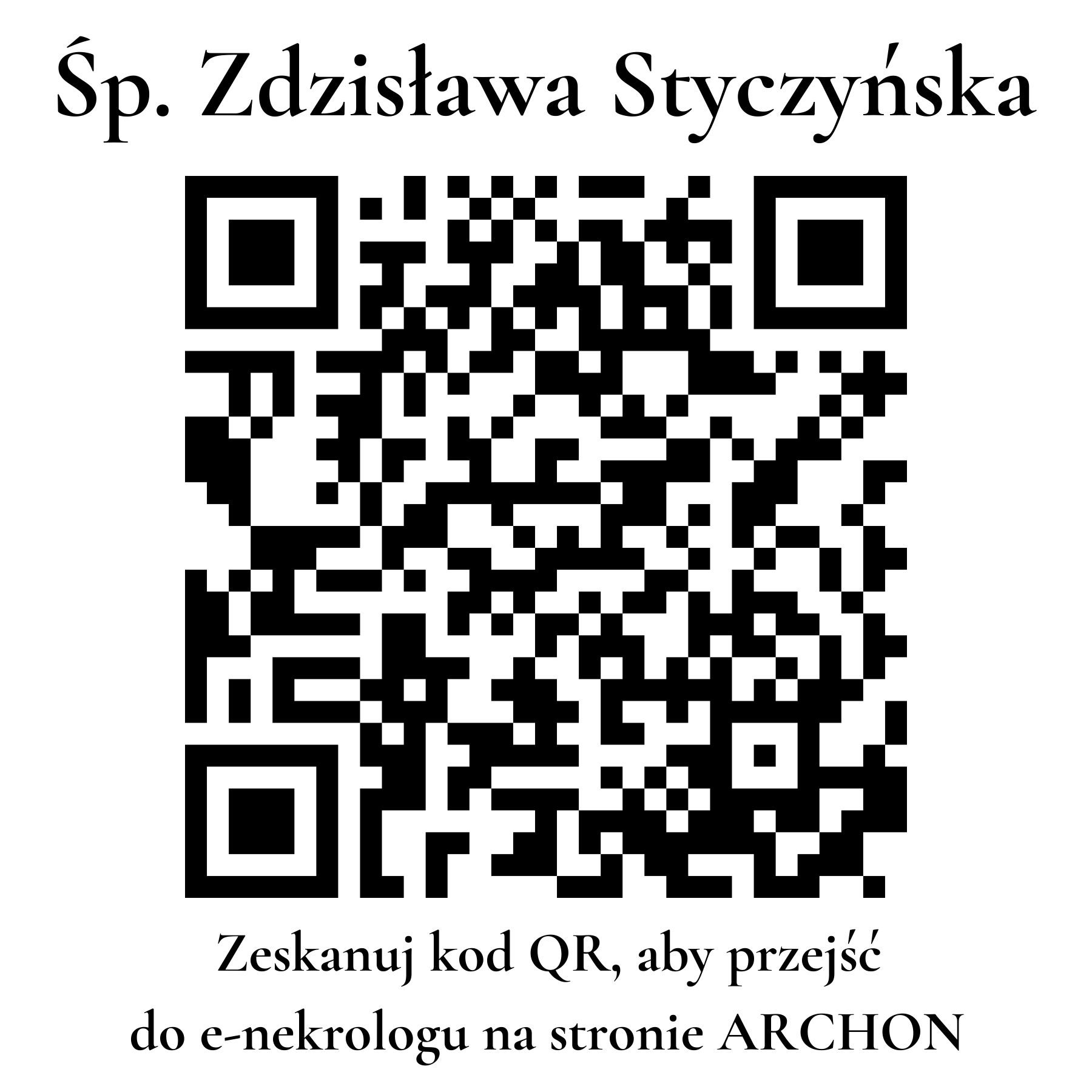 Kod QR do nekrologu Zdzisława Styczyńska