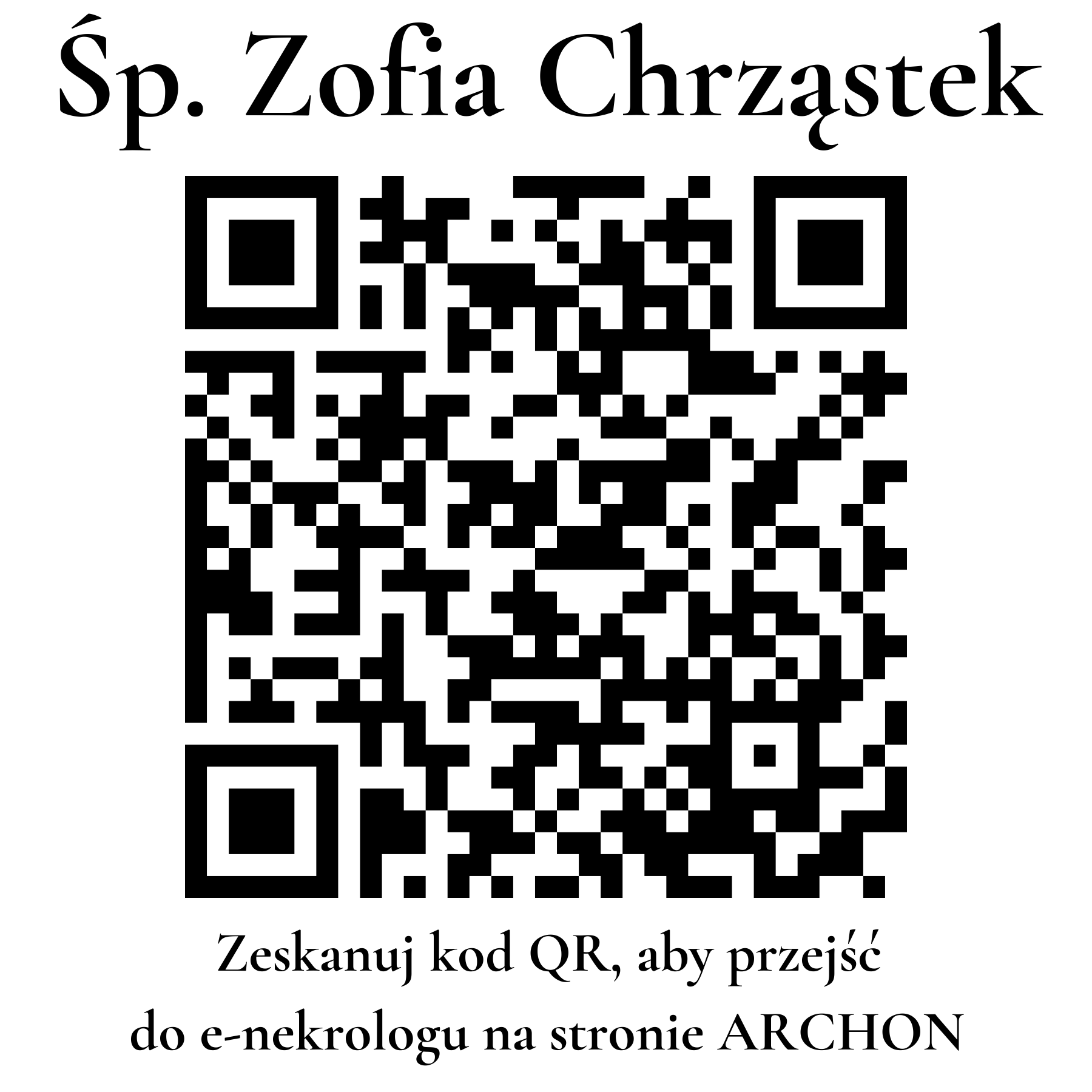 Kod QR do nekrologu Zofia Chrząstek