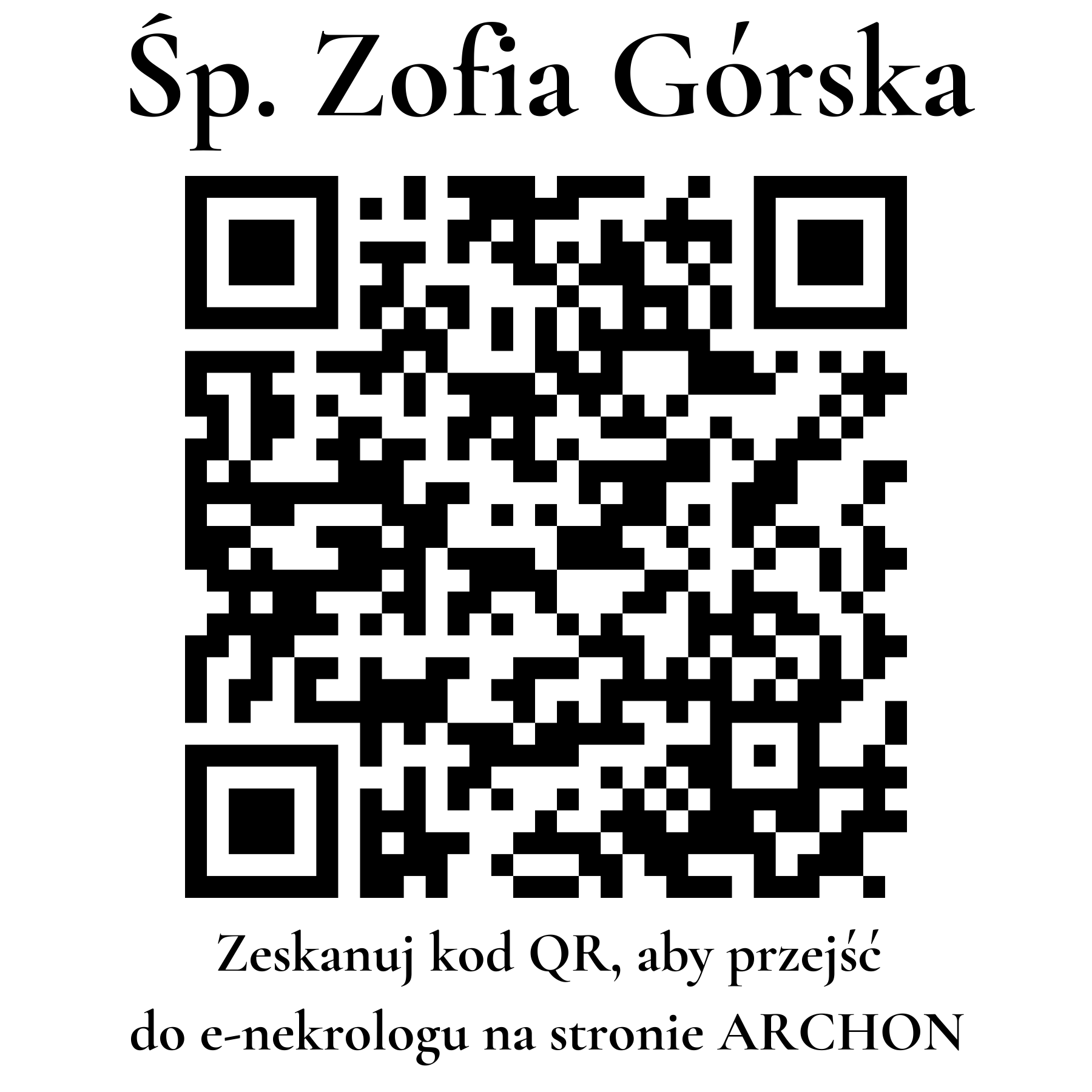 Kod QR do nekrologu Zofia Górska