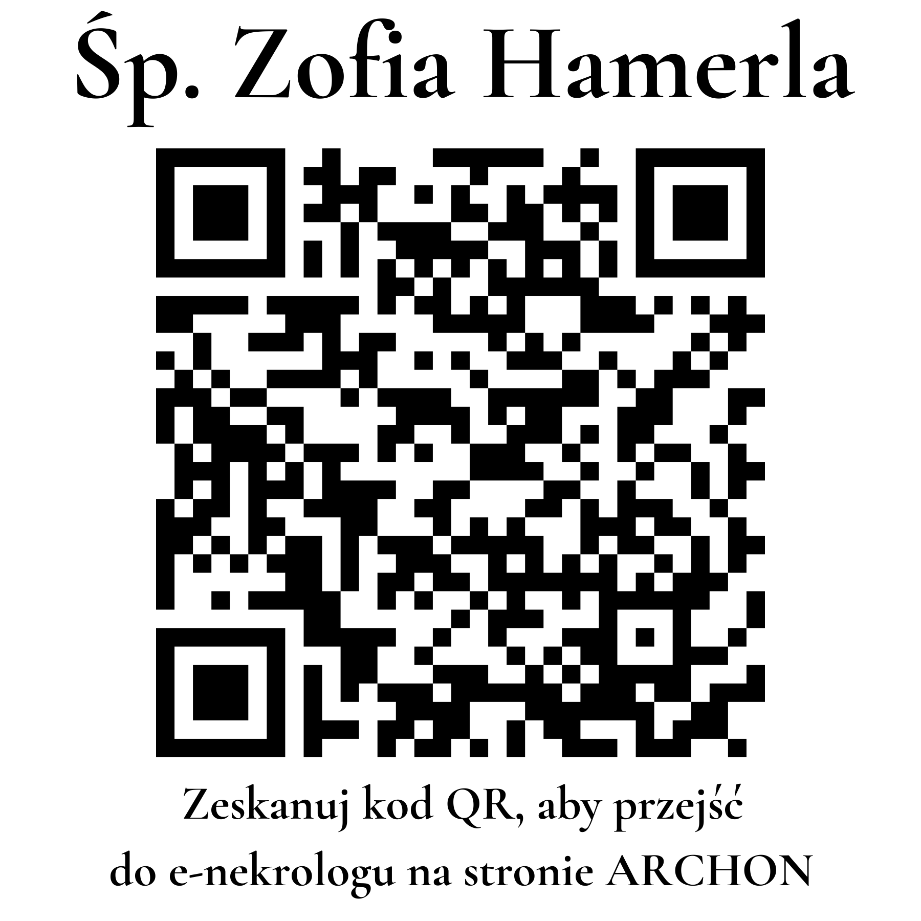 Kod QR do nekrologu Zofia Hamerla